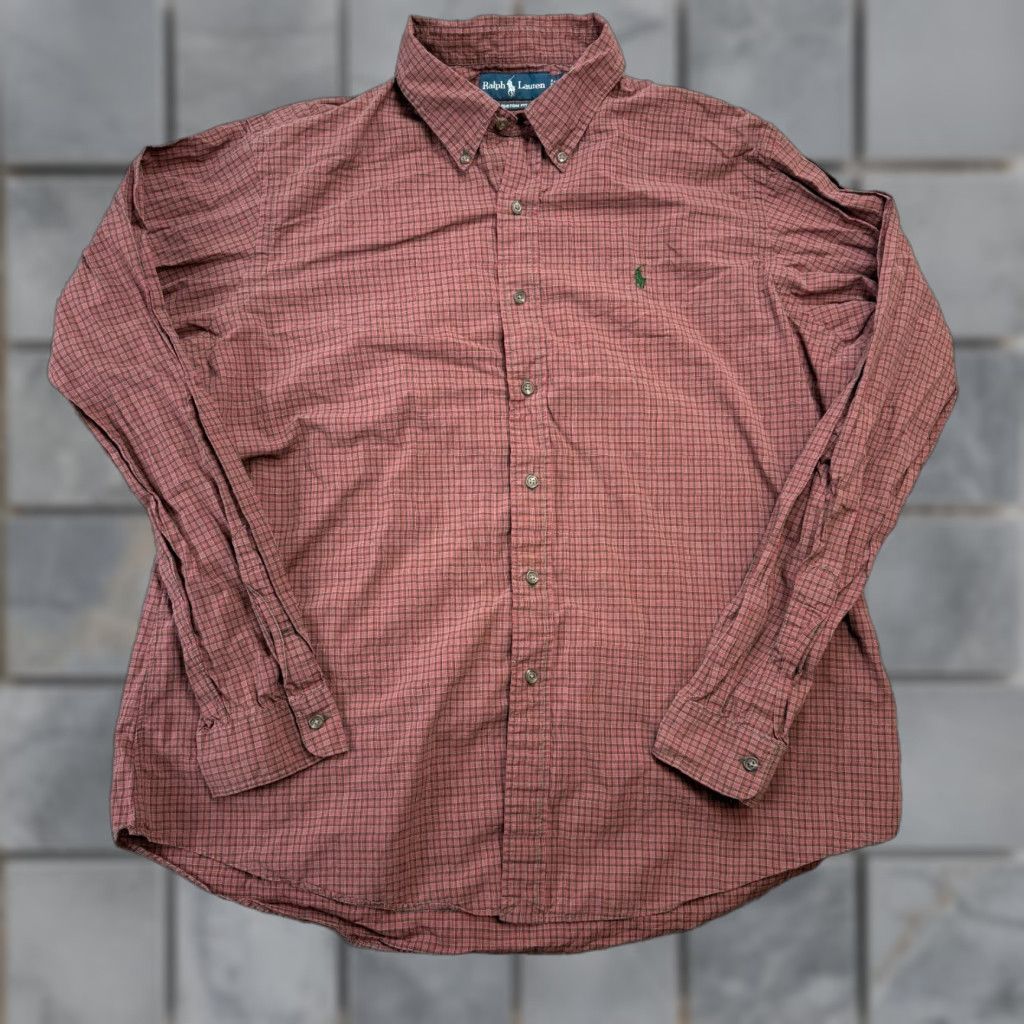 Polo Ralph Lauren VINTAGE Polo Ralph Lauren Shirt Mens 2XL Red Micro Plaid Lightweight Button-Down Shirt Size US XXL / EU 58 / 5 - 1 Thumbnail