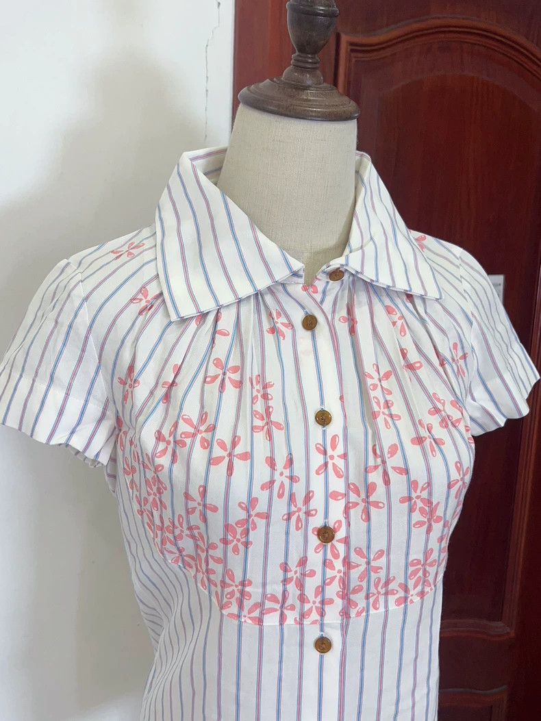Vivienne Westwood Vivienne Westwood size2 Blue and purple striped short-sleev Size M / US 6-8 / IT 42-44 - 2 Thumbnail