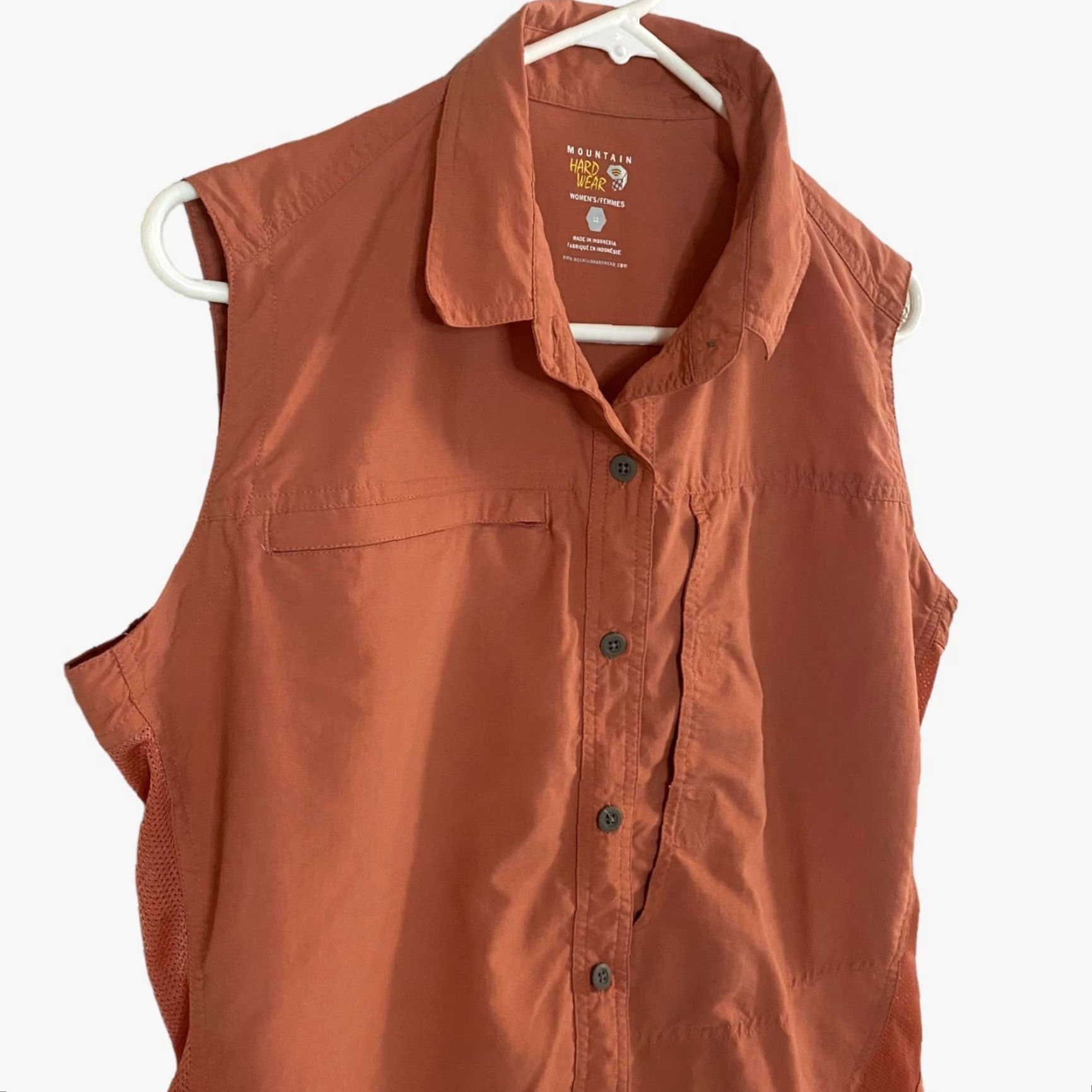 Mountain Hardwear VINTAGE Mountain Hardwear Button Up Shirt Sleeveless Womens 12 Orange Pocket Hiking Top Size XL / US 12-14 / IT 48-50 - 5 Thumbnail