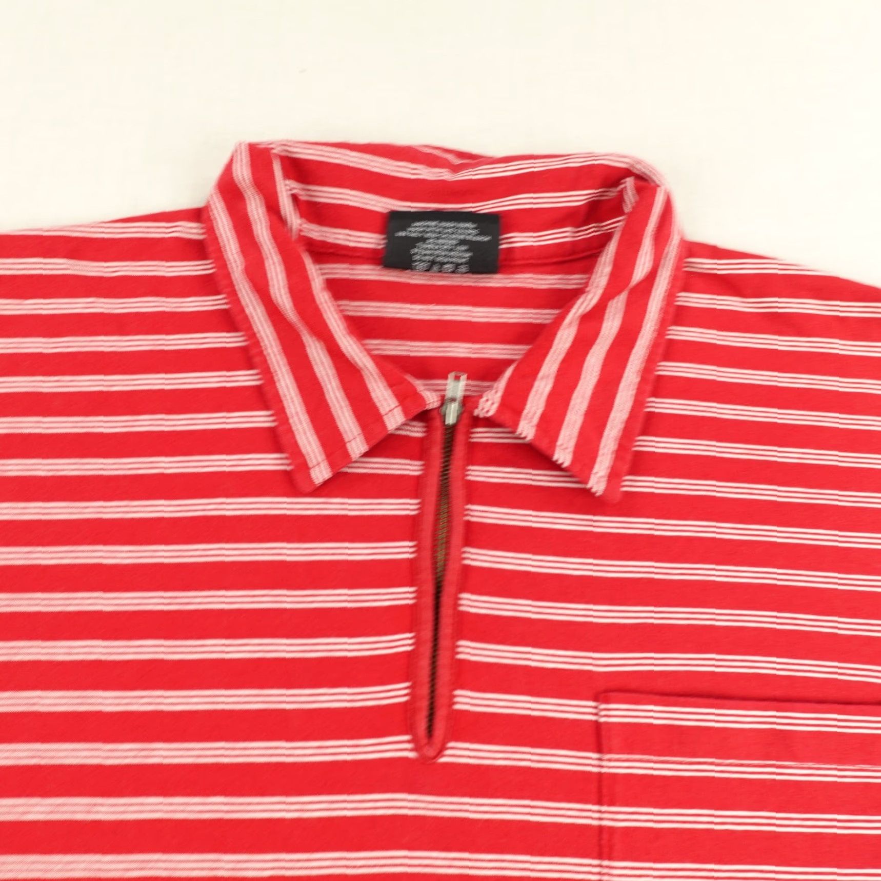 Ralph Lauren VINTAGE Ralph Lauren Polo Shirt Mens Large Red White Stripes 1/4 Zip Activewear Y2K Size US L / EU 52-54 / 3 - 2 Thumbnail
