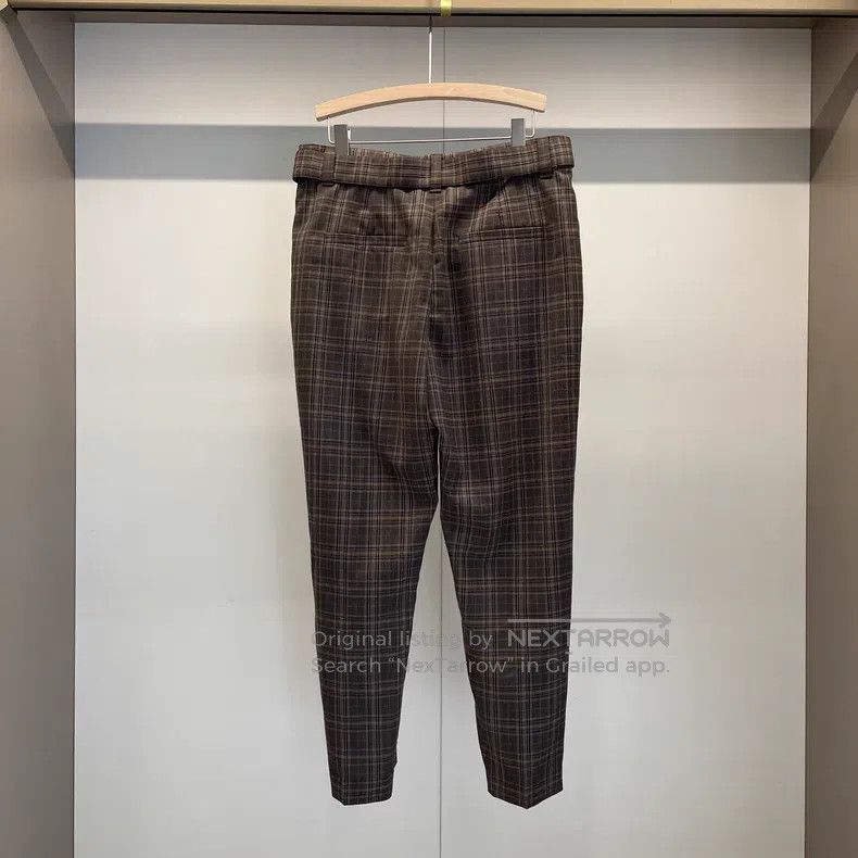 Brunello Cucinelli Brunello Cucinelli Caramel Plaid New Wool Trousers Size 28" / US 6 / IT 42 - 2 Thumbnail