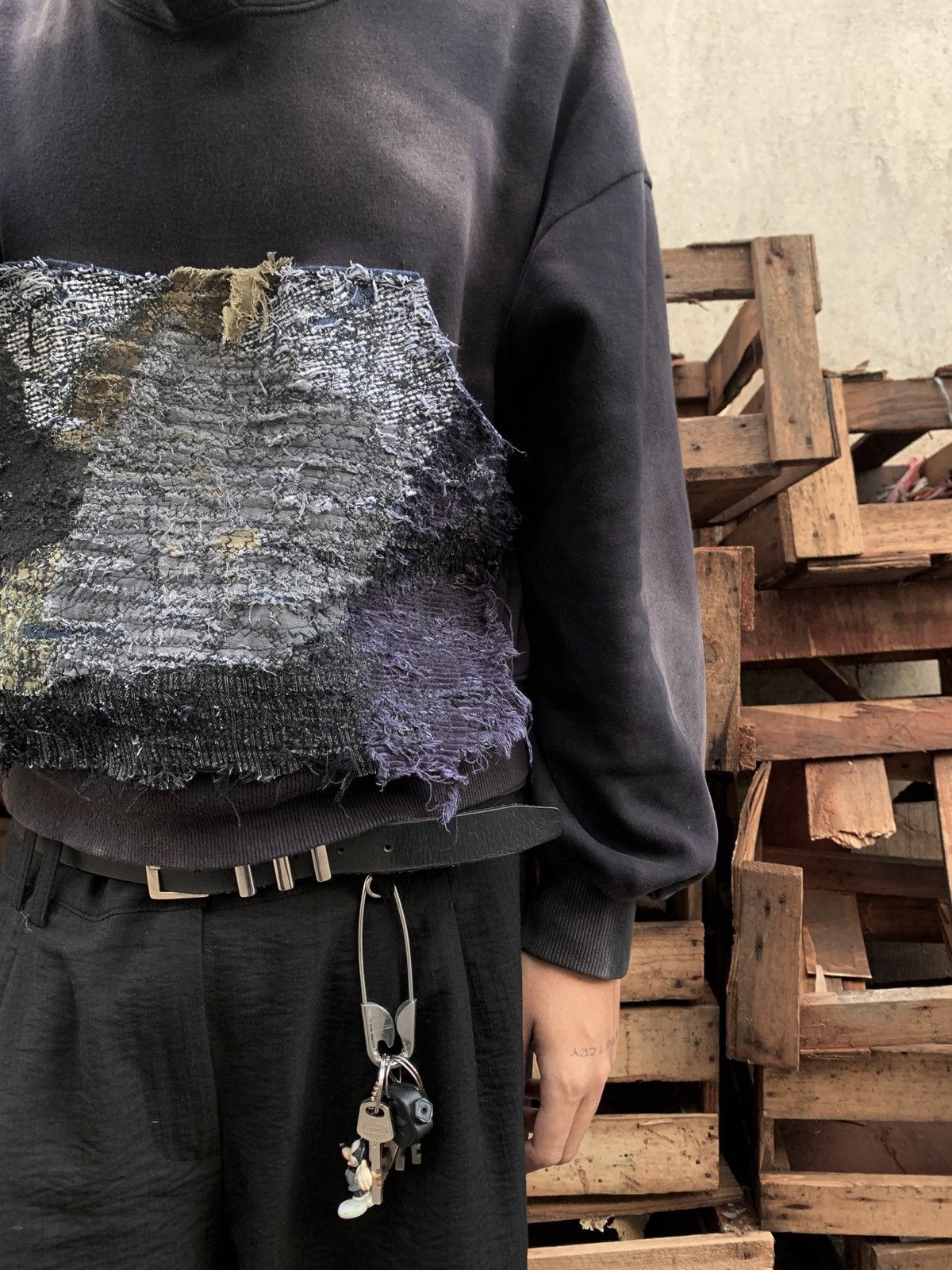 Other Thrashed Faded Vintage Sashiko Patchwork Hoodie Distressed Size US L / EU 52-54 / 3 - 8 Thumbnail