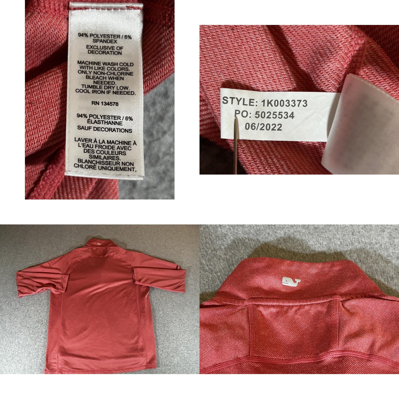 Vineyard Vines VINEYARD VINES Pullover Mens Large Red 1/4 Zip Performance Sankaty Golf Shirt Size US L / EU 52-54 / 3 - 8 Thumbnail