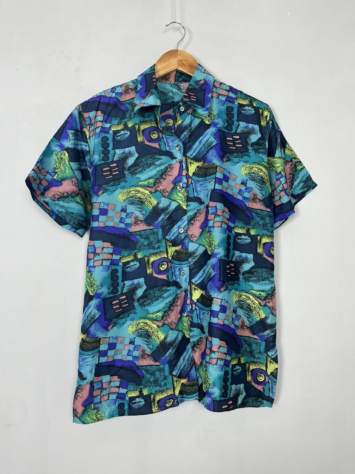 Vintage Vintage Y2K Silk Printed Short Sleeve Shirt Size US M / EU 48-50 / 2 - 1 Thumbnail