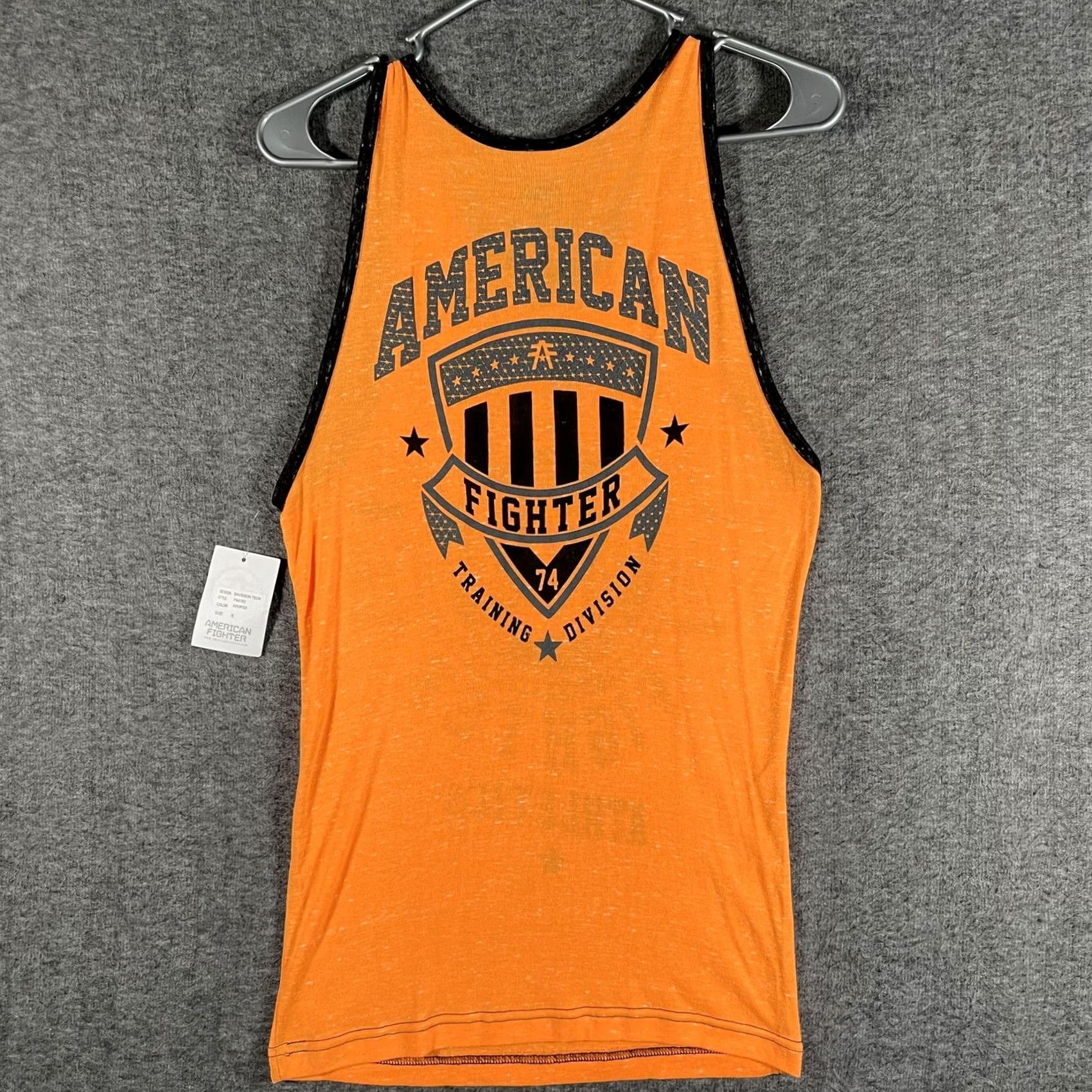Vintage American Fighter Tank Top Mens Small Orange Davidson Tech Graphic Gym FM4792 Size US S / EU 44-46 / 1 - 2 Thumbnail