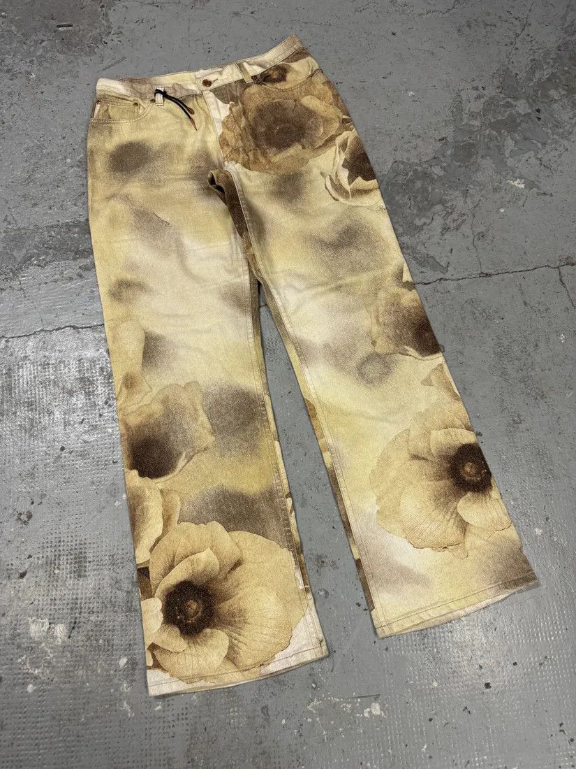 Designer × Vintage FW1999 Roberto Cavalli Creamy Beige Flowers Nature Pants Size US 32 / EU 48 - 9 Thumbnail