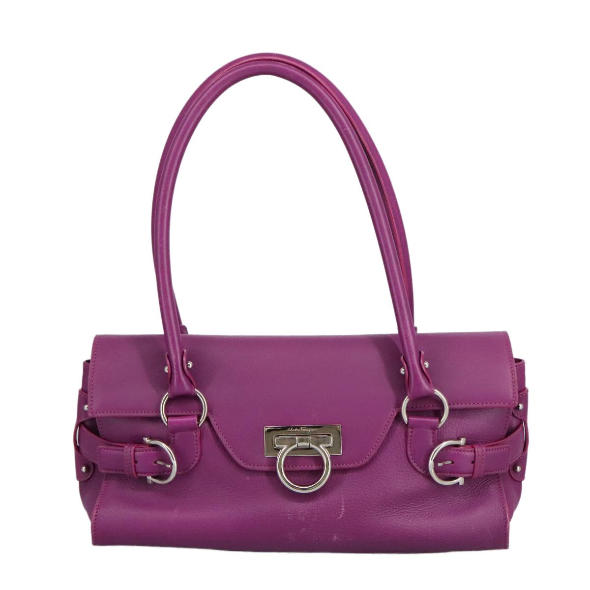 Salvatore Ferragamo Gancini Purple Leather Shoulder Bag (Pre-Owned) Size ONE SIZE - 1 Thumbnail