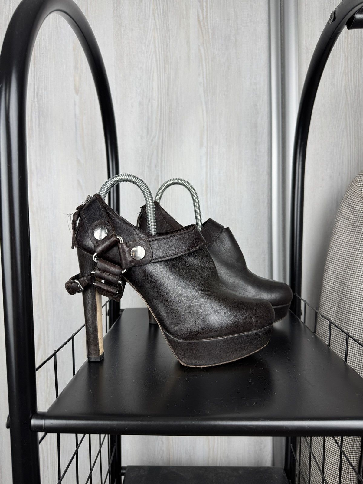 Miu Miu MIU MIU Biker Pumps Boots Heels Women's Brown Leather 39.5 Size US 9.5 / IT 39.5 - 1 Thumbnail