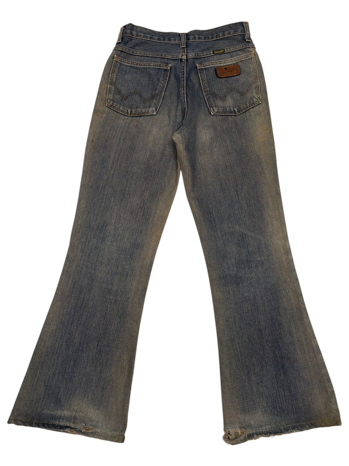 If Six Was Nine FLARE JEAN RUSTY MUD WASH WRANGLER VINTAGE BOOTCUT DISTRESS Size US 27 - 8 Thumbnail