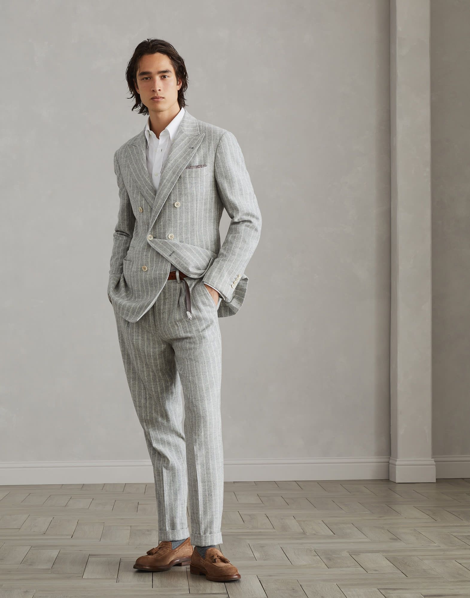 Brunello Cucinelli o1w1db10226 Suit Type Jacket in Open Grey Size US L / EU 52-54 / 3 - 1 Thumbnail