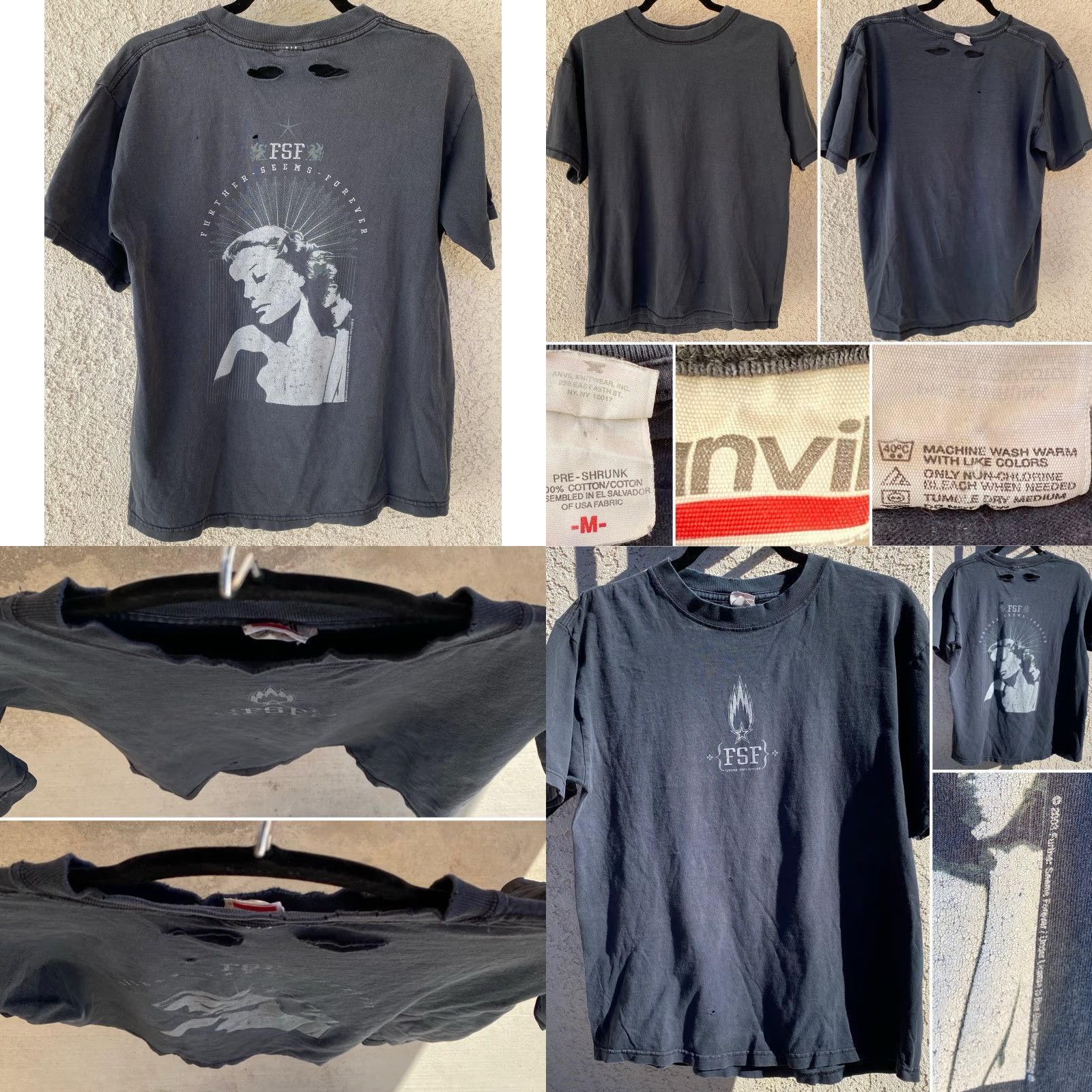 Anvil FSF Band T-Shirt Anvil Cotton Distressed M Black 2000s Further Seems Forever Mens Shirt Size US M / EU 48-50 / 2 - 8 Thumbnail