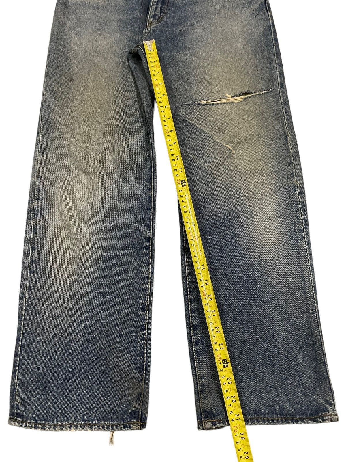 Hanes Vintage 90s Hanes Blue Wash Distress Baggy Jeans Size US 31 - 12 Thumbnail