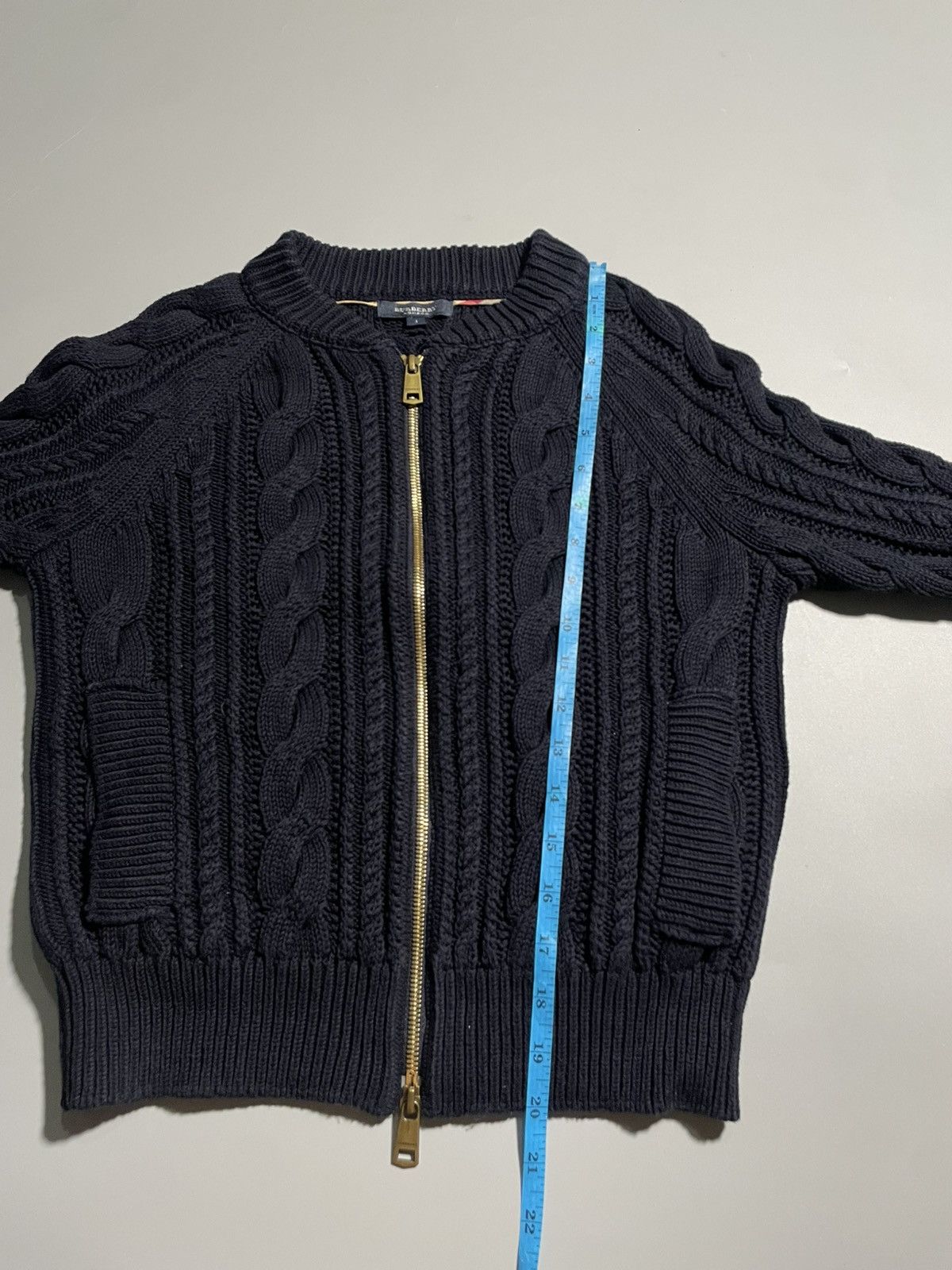Burberry Burberry Cable Knit Zip Up Cardigan - Navy Size S / US 4 / IT 40 - 10 Thumbnail