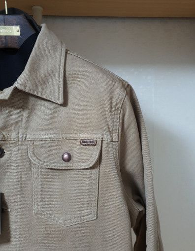 Tom Ford o1sm1stk0824 Icon Stretch Cotton Trucker Jacket Deep Beige Size US M / EU 48-50 / 2 - 2 Thumbnail