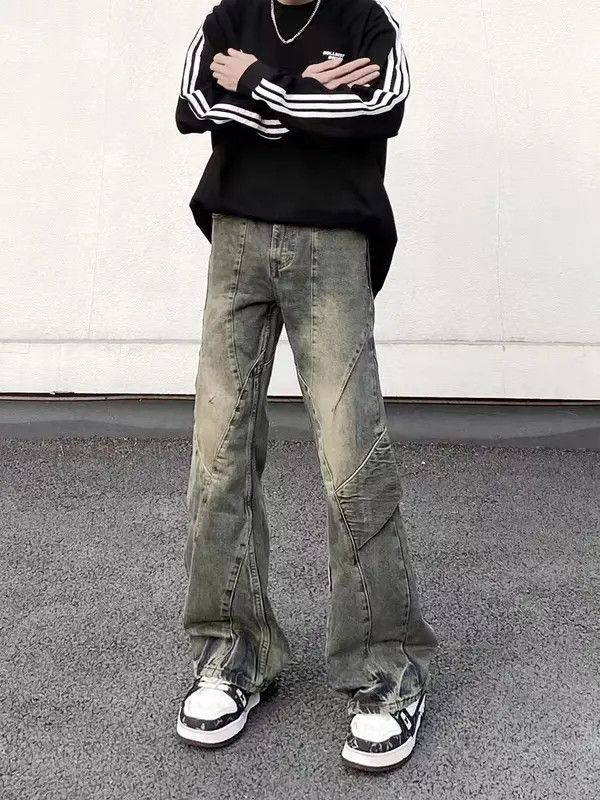 VIBE High Street Vintage Washed Spliced Micro Flare Jeans Size US 30 / EU 46 - 7 Thumbnail
