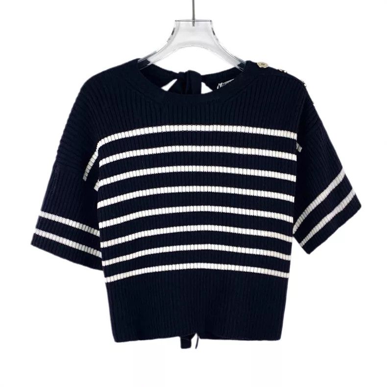 Dior Dior Colour-blocked striped wool back hollow round-neck sh Size XXS / US 00 / IT 34 - 1 Thumbnail