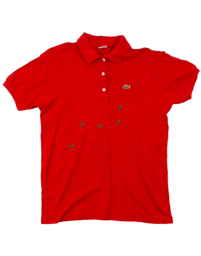 Lacoste Women's Lacoste Red Polo Shirt Green Footprint Size M Size M / US 6-8 / IT 42-44 - 1 Thumbnail