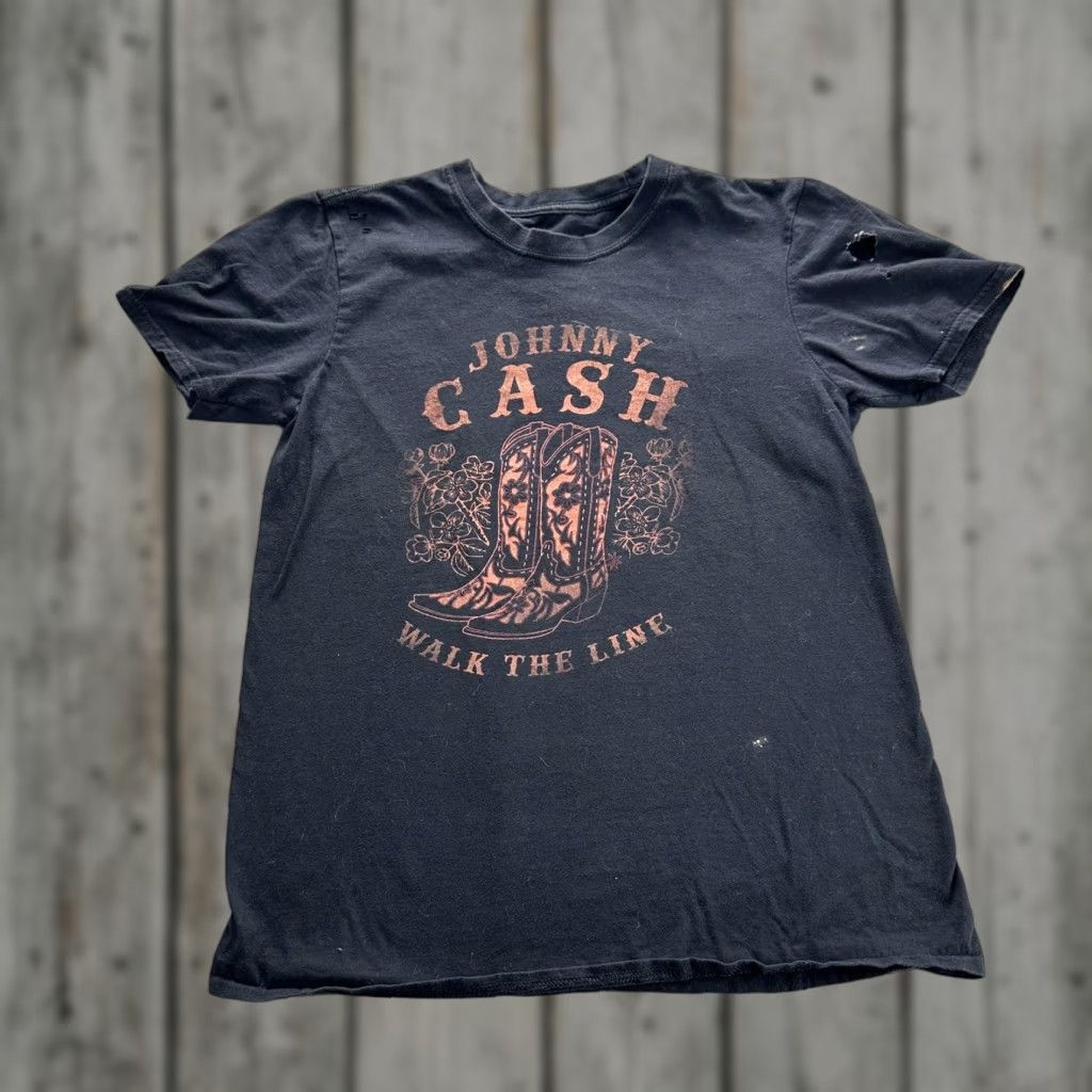 Vintage VINTAGE Johnny Cash Walk The Line Shirt Mens Small Black Western Boots Band Tee Size US S / EU 44-46 / 1 - 1 Thumbnail