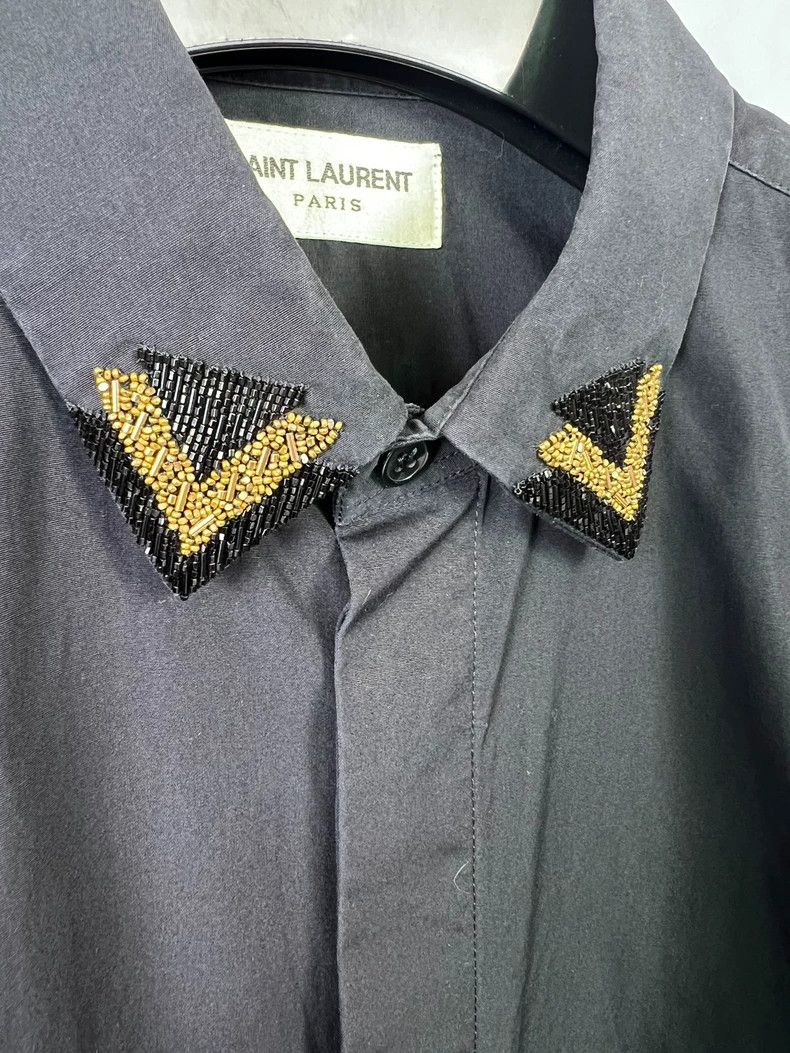 Yves Saint Laurent Saint Laurent size 39 19 FW beaded glazed poplin shirt 2503 Size US M / EU 48-50 / 2 - 3 Thumbnail