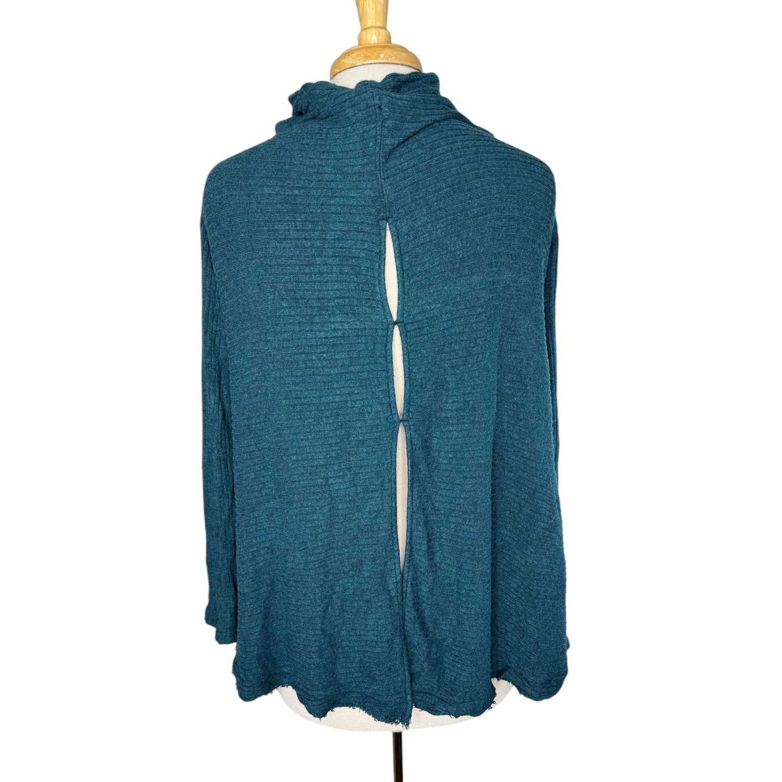 Free People WE THE FREE People Lover Rib Teal Blue Split Long Top XS Size XS / US 0-2 / IT 36-38 - 3 Thumbnail