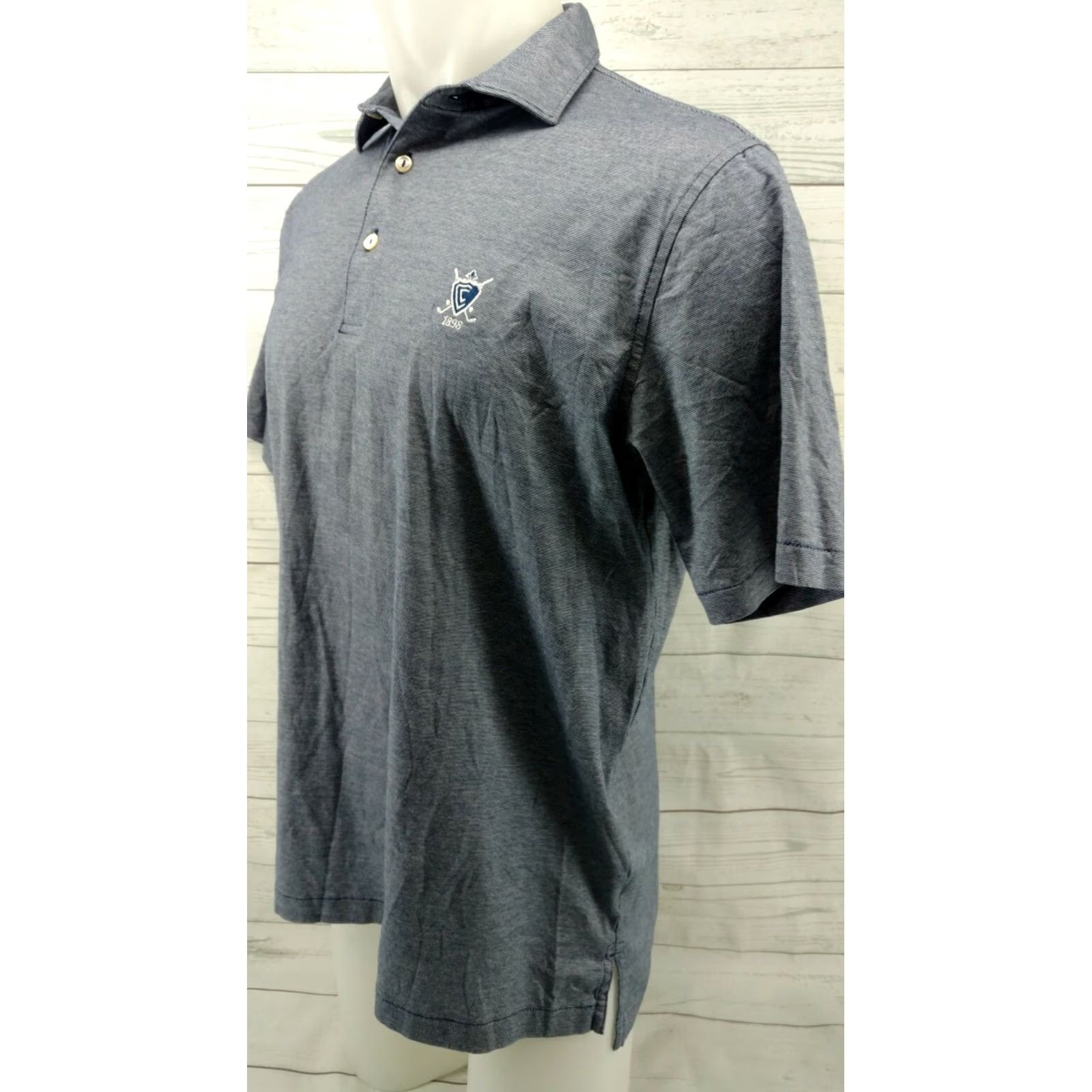 Peter Millar Peter Millar Crown Ease Cotton Striped Golf Polo Size Medium Blue Men's Shirt Polo Size US M / EU 48-50 / 2 - 2 Thumbnail