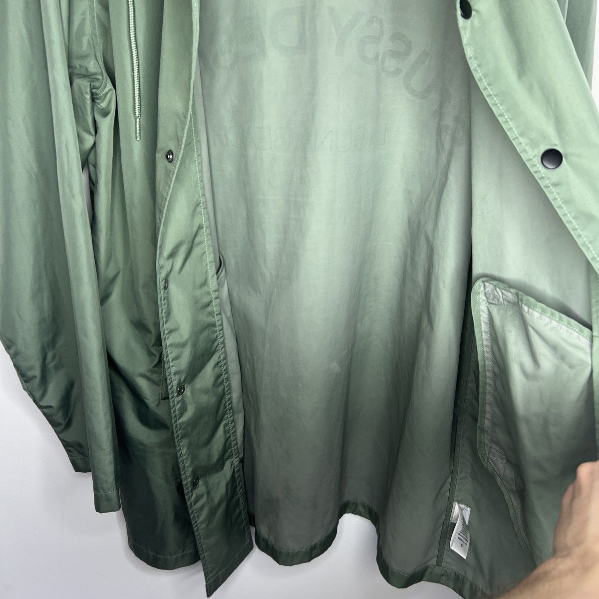 Stussy × Vintage Spellout Long Hooded Coach Jacket Laguna Beach Rain Coat Size US L / EU 52-54 / 3 - 11 Thumbnail