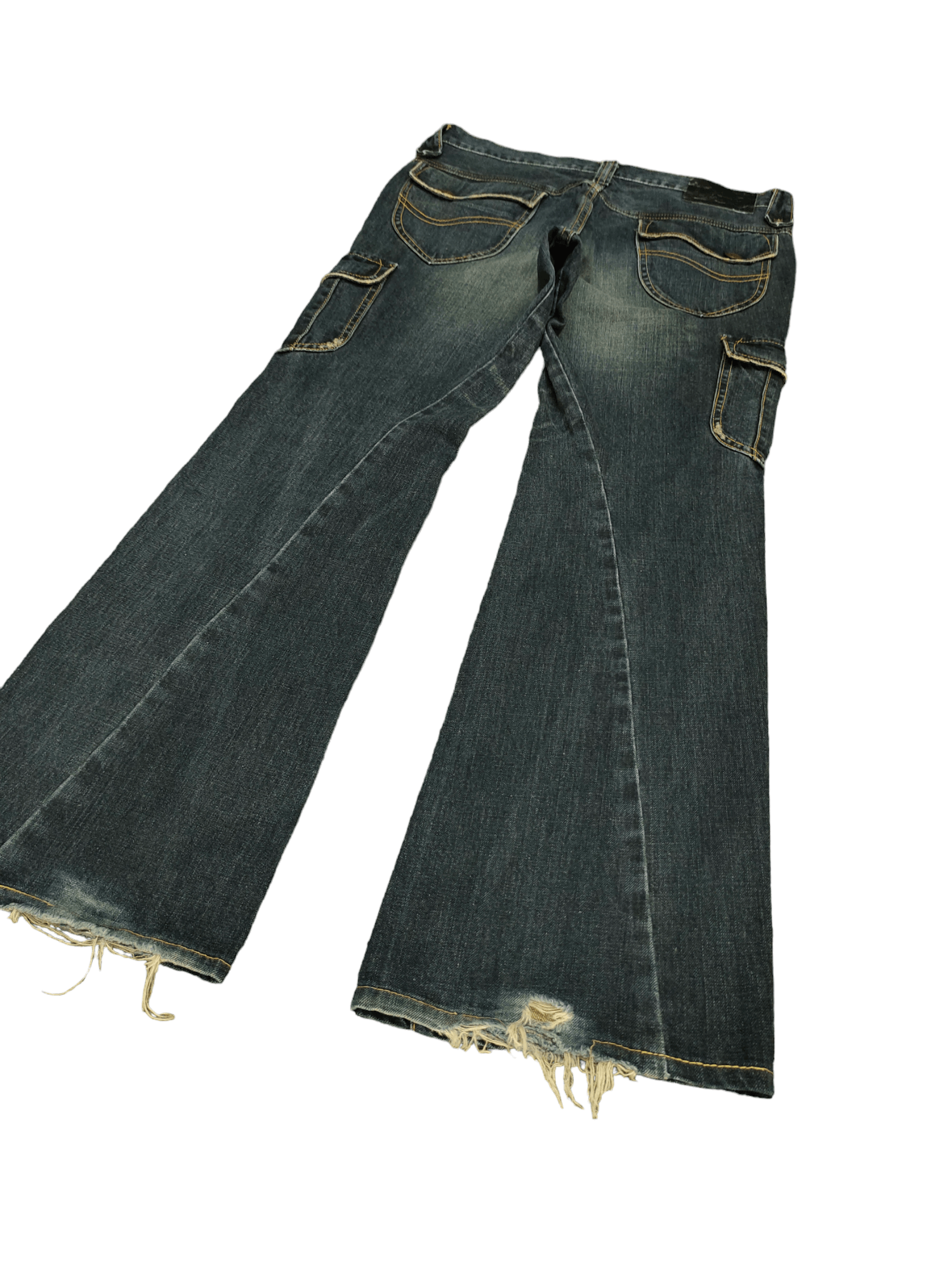 If Six Was Nine Flare Jeans Lee Spiral Cut Cargo Boot Cut Y2k Goa Style Size US 33 - 12 Thumbnail