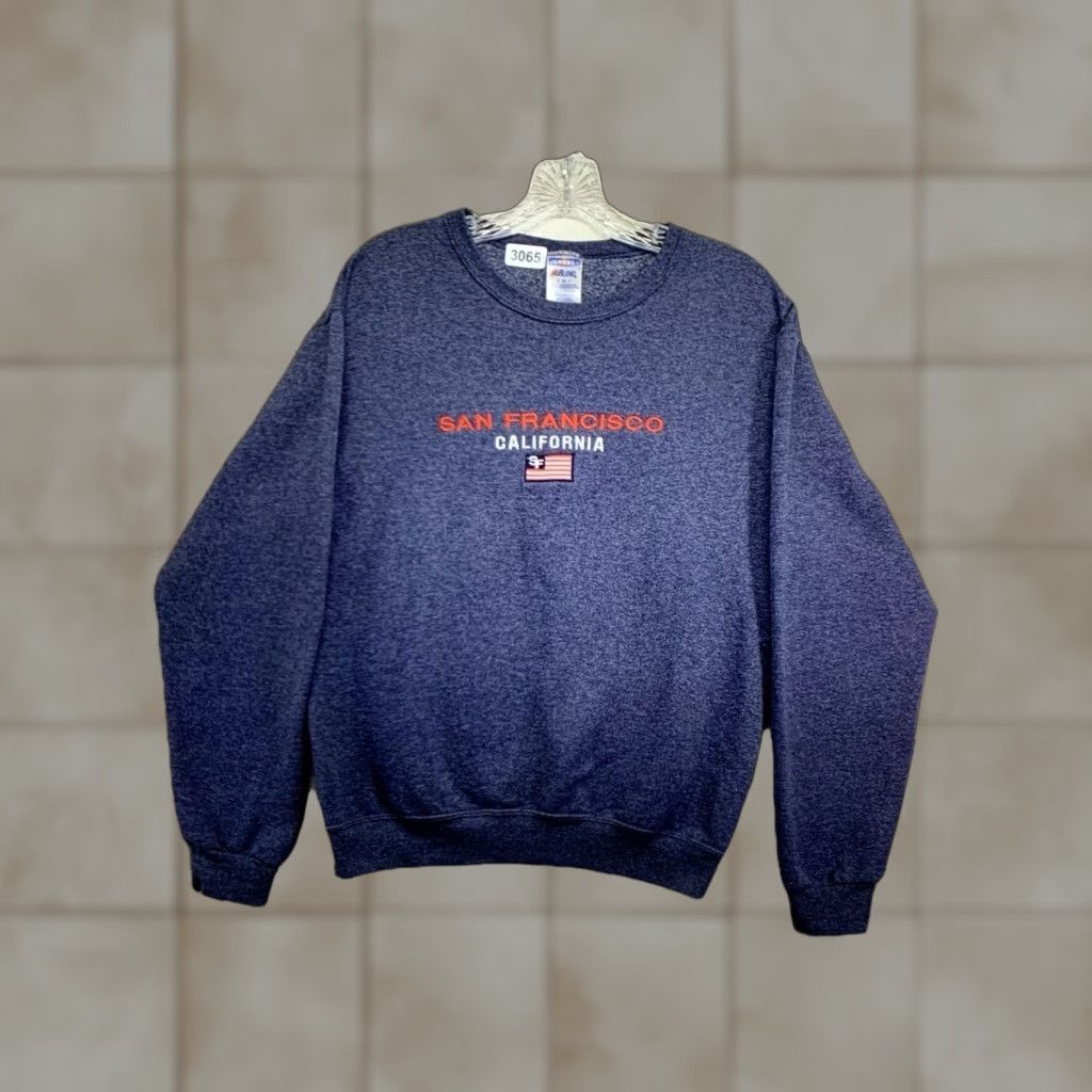Jerzees VINTAGE Jerzees San Francisco City Sweatshirt Crewneck Unisex - Size Small - Blue - 90s Embroidered Angel - Cotton Blend Fleece Pullover Sweatshirt Size US S / EU 44-46 / 1 - 1 Thumbnail