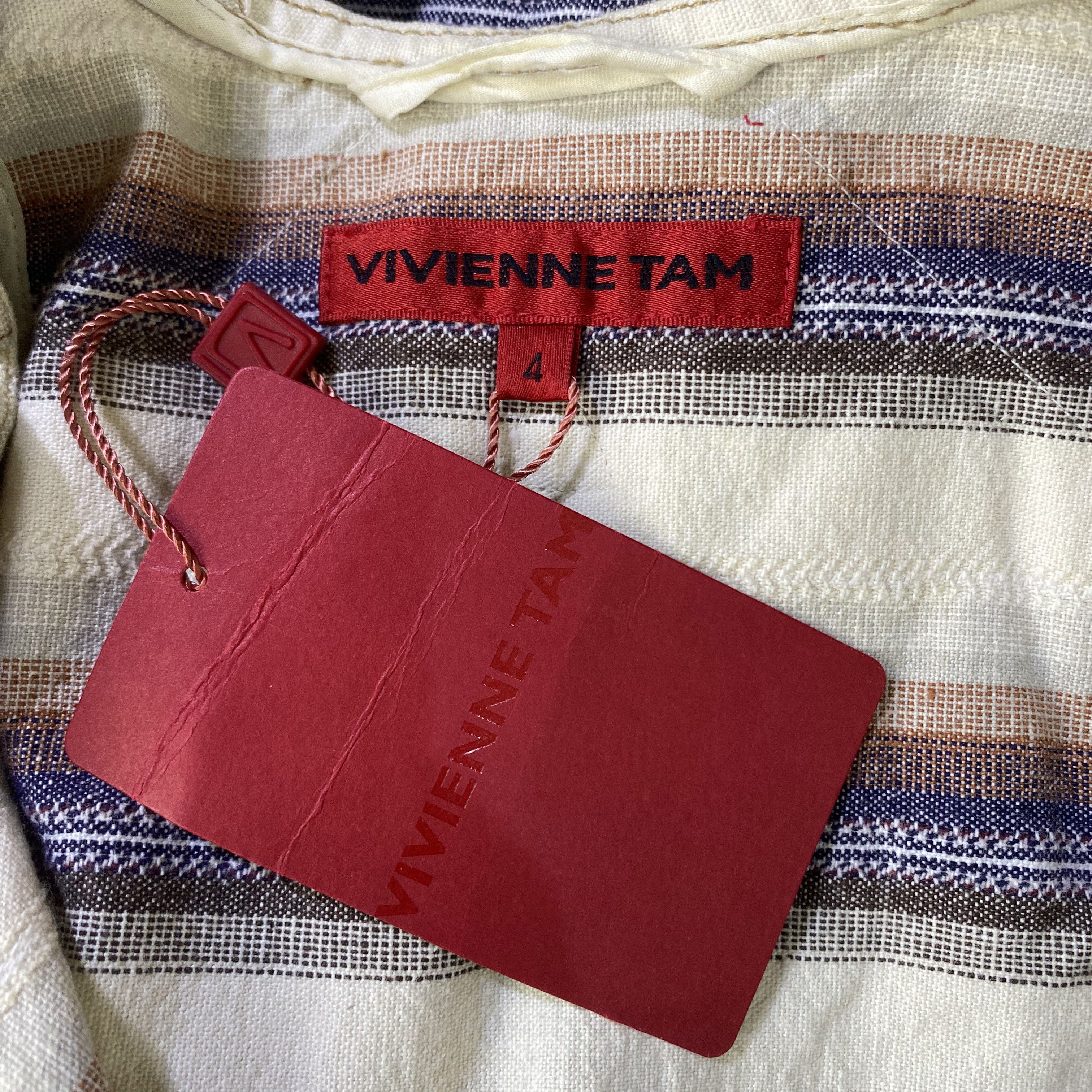 Vivienne Tam Nomad Buddha Striped Cotton Linen Jacket Coat Size S / US 4 / IT 40 - 8 Thumbnail