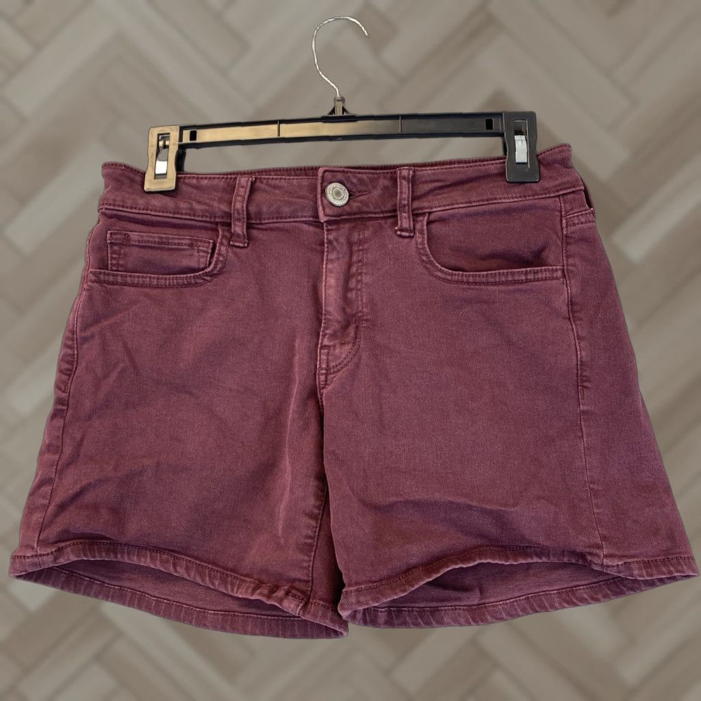 American Eagle Outfitters American Eagle Women's Maroon Denim Shorts Size 6 Stretch Casual Short Pants Size 28" / US 6 / IT 42 - 1 Thumbnail
