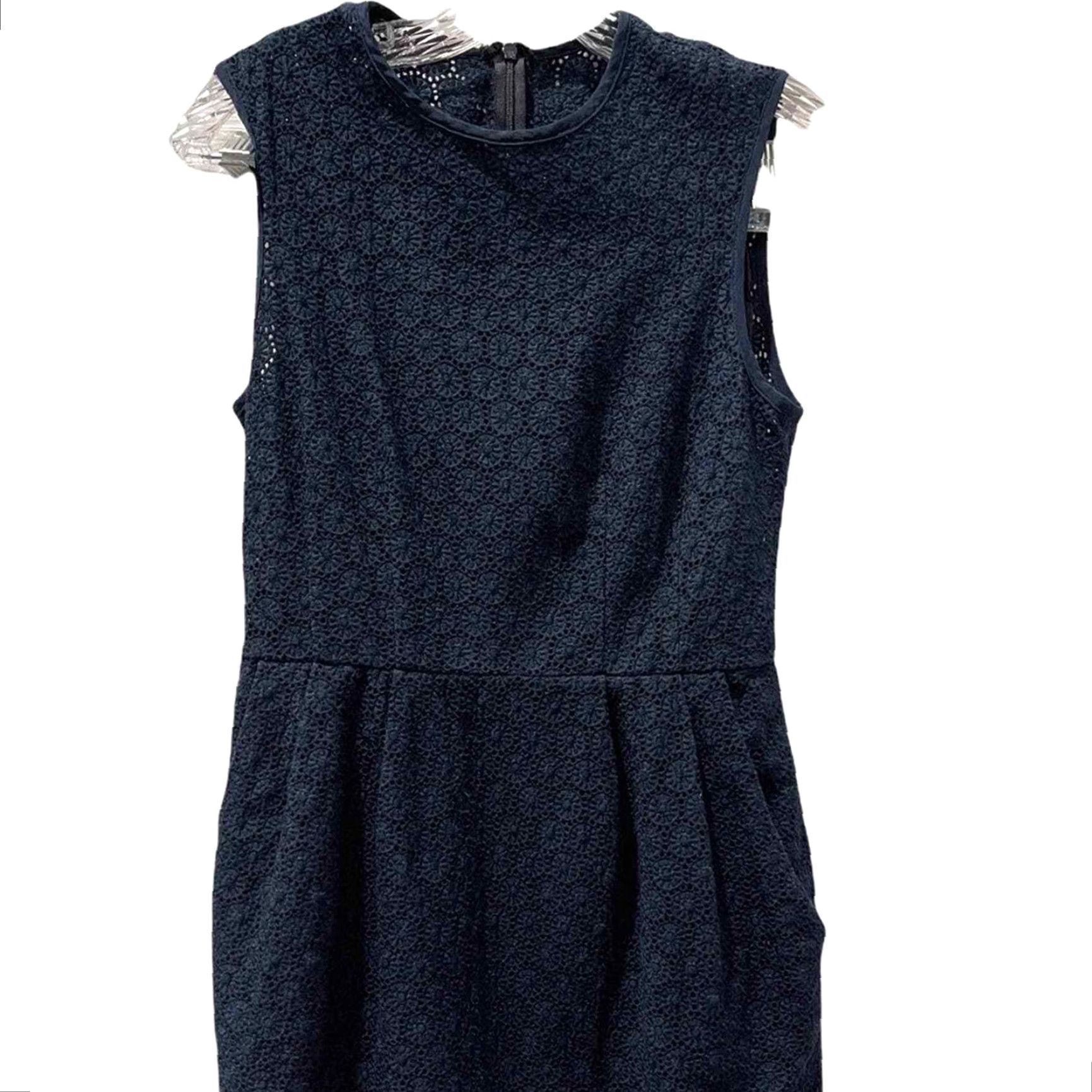 Nanette Lepore Nanette Lepore Dress Crochet Pattern Size 4 Sleeveless A-Line Knee Length Blue 100% Cotton Size S / US 4 / IT 40 - 2 Thumbnail