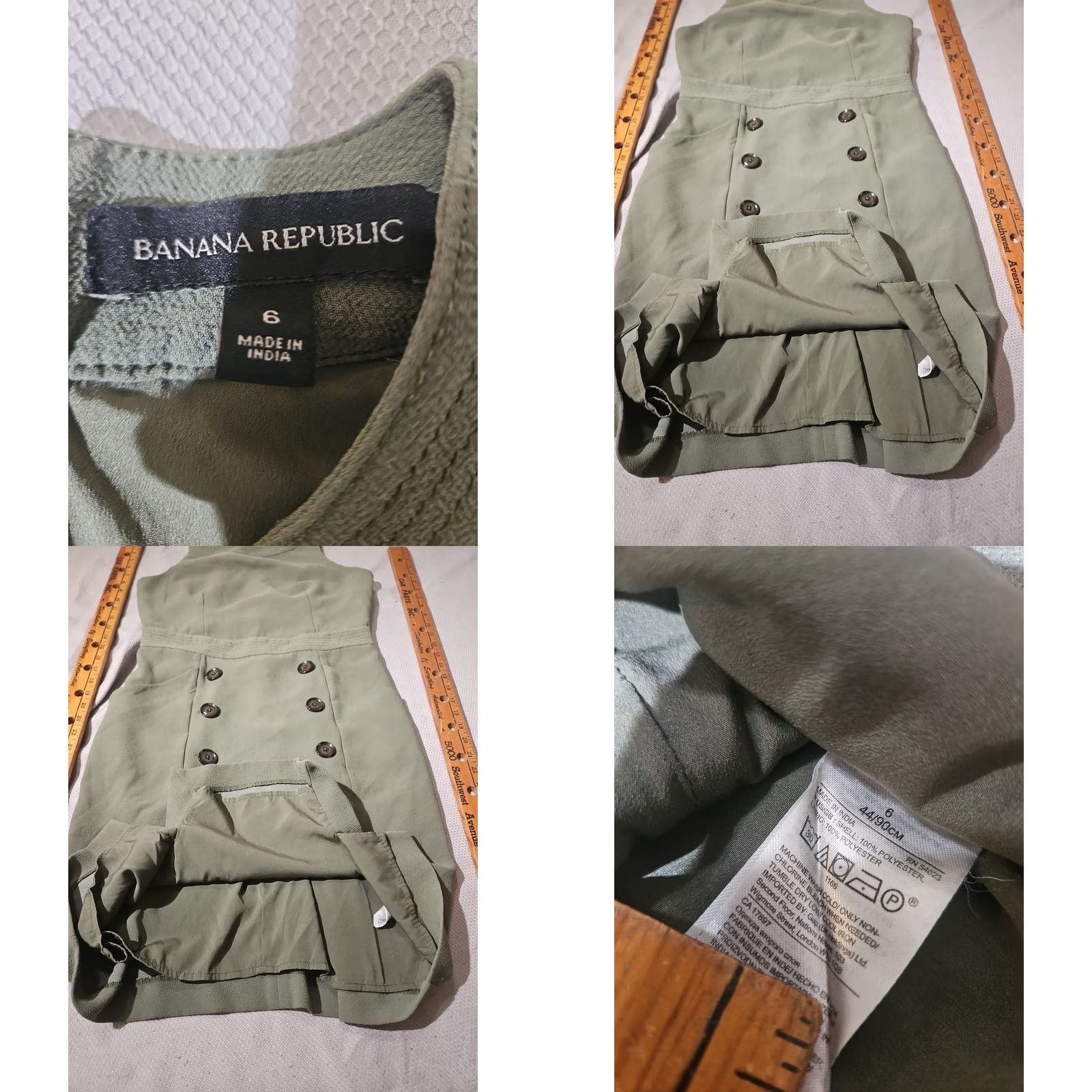 Banana Republic VINTAGE Banana Republic Dress Womens Sz 6 Green Button Utility Sheath Military Midi Size M / US 6-8 / IT 42-44 - 8 Thumbnail