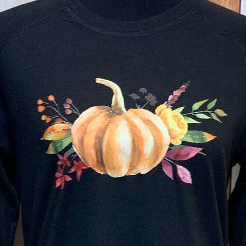 Athletic Works Hand Printed Small Upcycled Pumpkin Autumn Flower T-Shirt Size S / US 4 / IT 40 - 2 Thumbnail