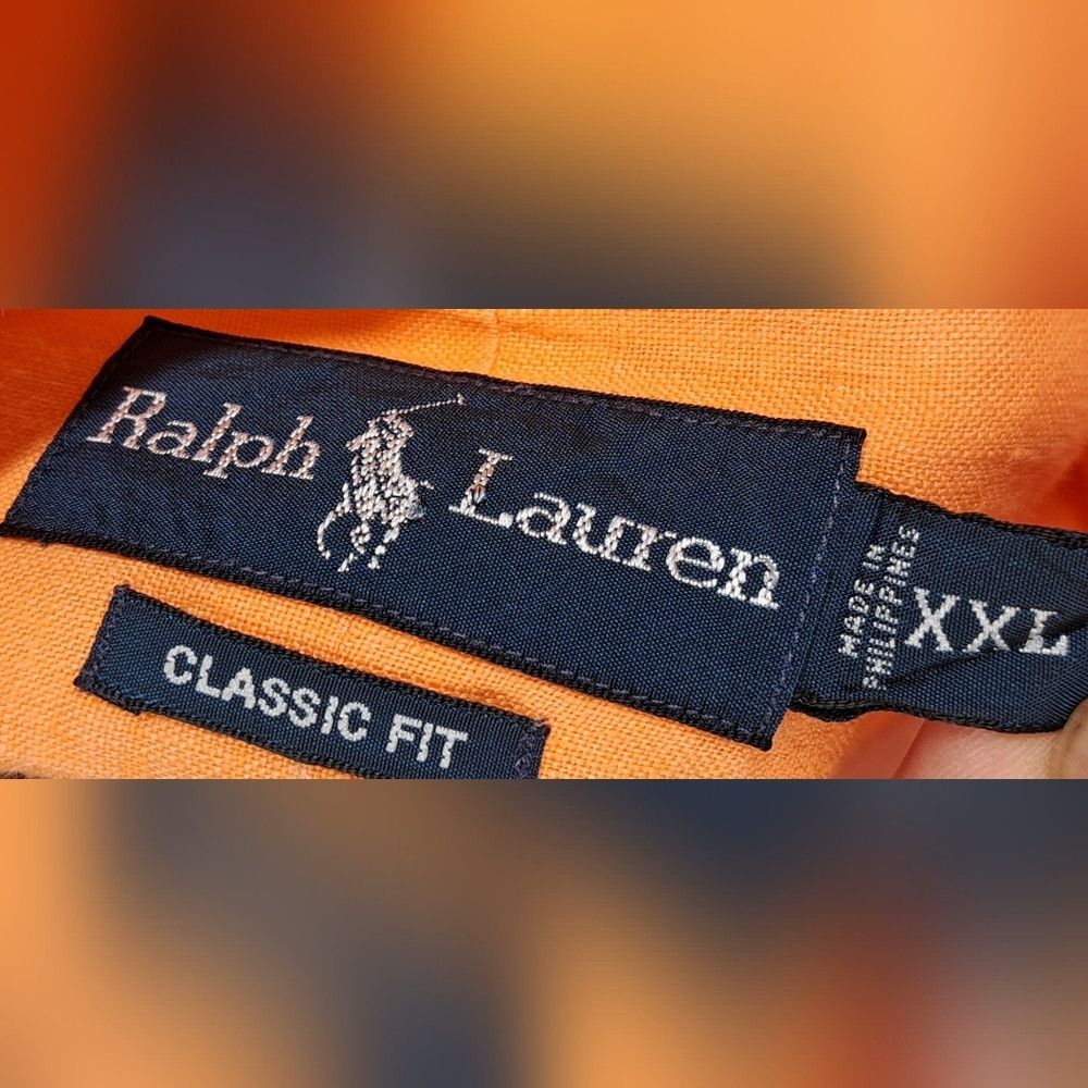 Ralph Lauren Ralph Lauren Men's Classic Fit Orange 100% Linen Button Do Size US XXL / EU 58 / 5 - 4 Thumbnail
