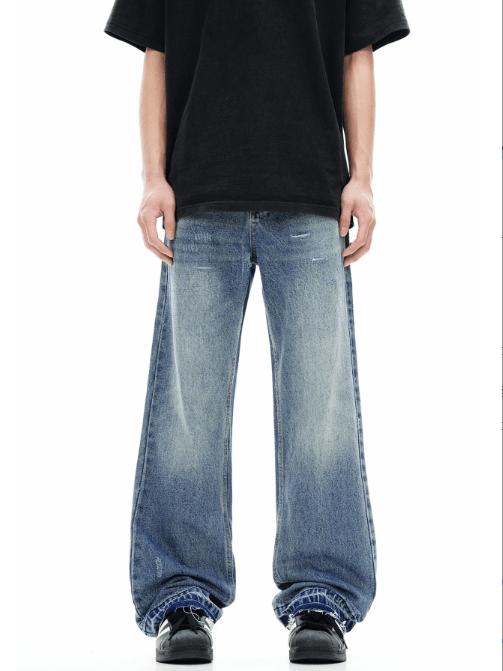 Japanese Brand High street washed and worn casual straight jeans Size US 32 / EU 48 - 1 Thumbnail
