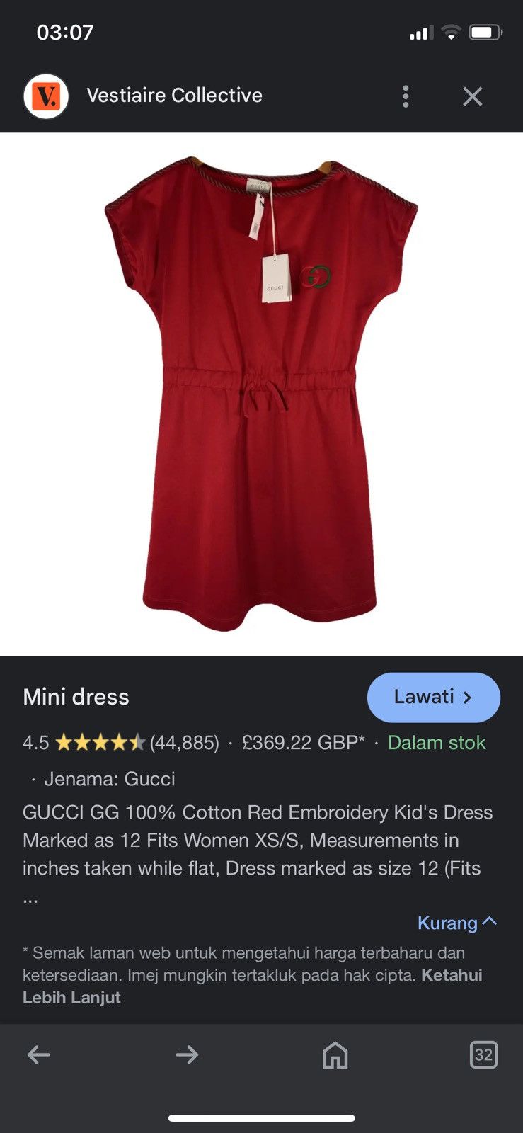 Designer × Gucci Gucci GG 100% cotton red embroidery kid's dress Size XXS / US 00 / IT 34 - 19 Thumbnail