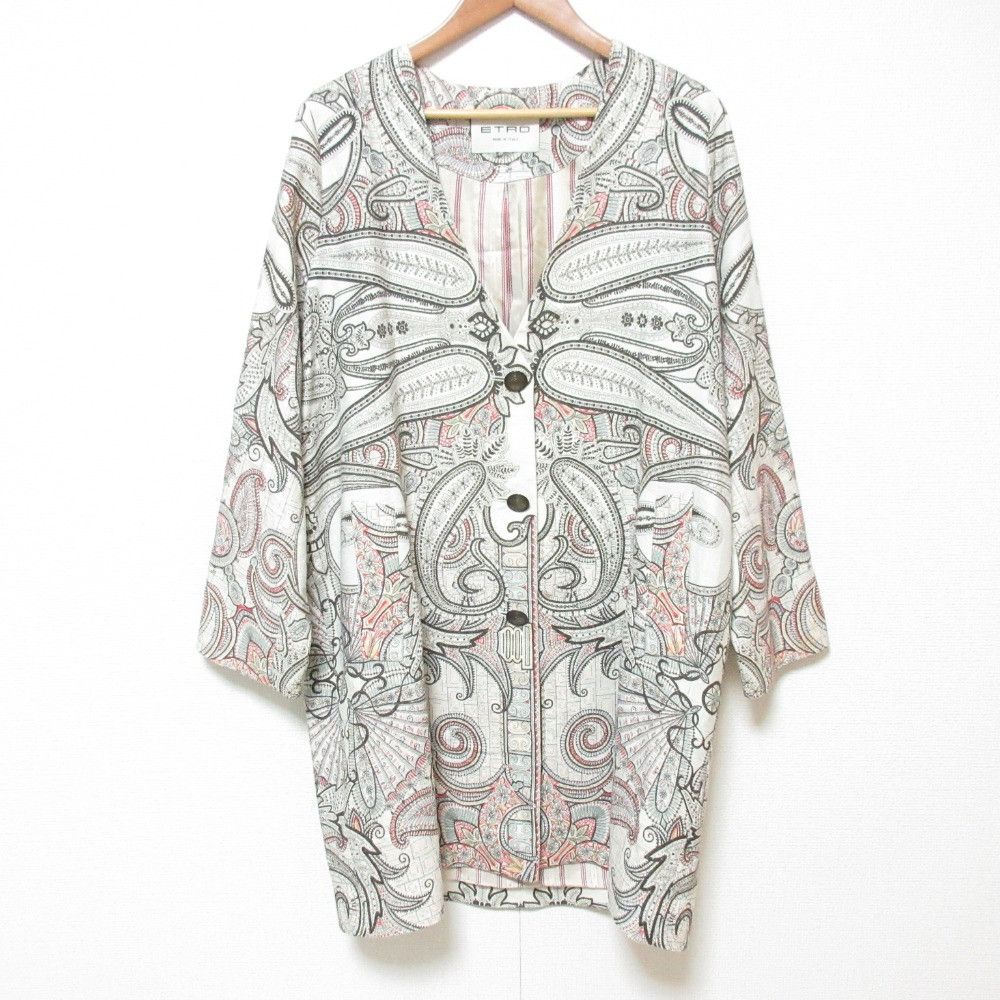 Other Other Etro Paisley Linen Silk Blend Collarless Coat Natural Material Outerwear DUTY FREE for USA Size ONE SIZE - 1 Thumbnail