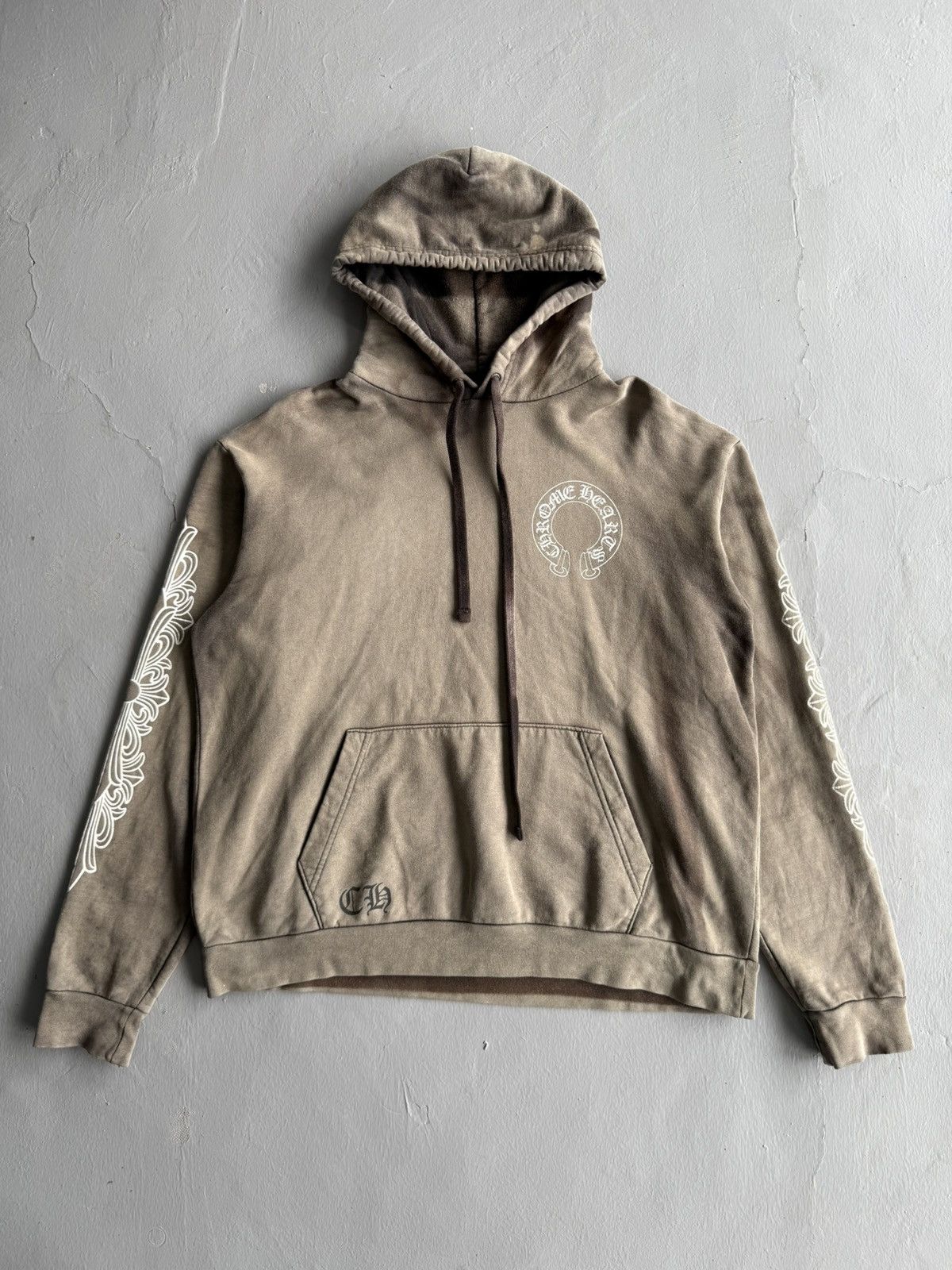 Chrome Hearts Trashed Faded - Horseshoe Floral Hoodie Size US M / EU 48-50 / 2 - 2 Thumbnail