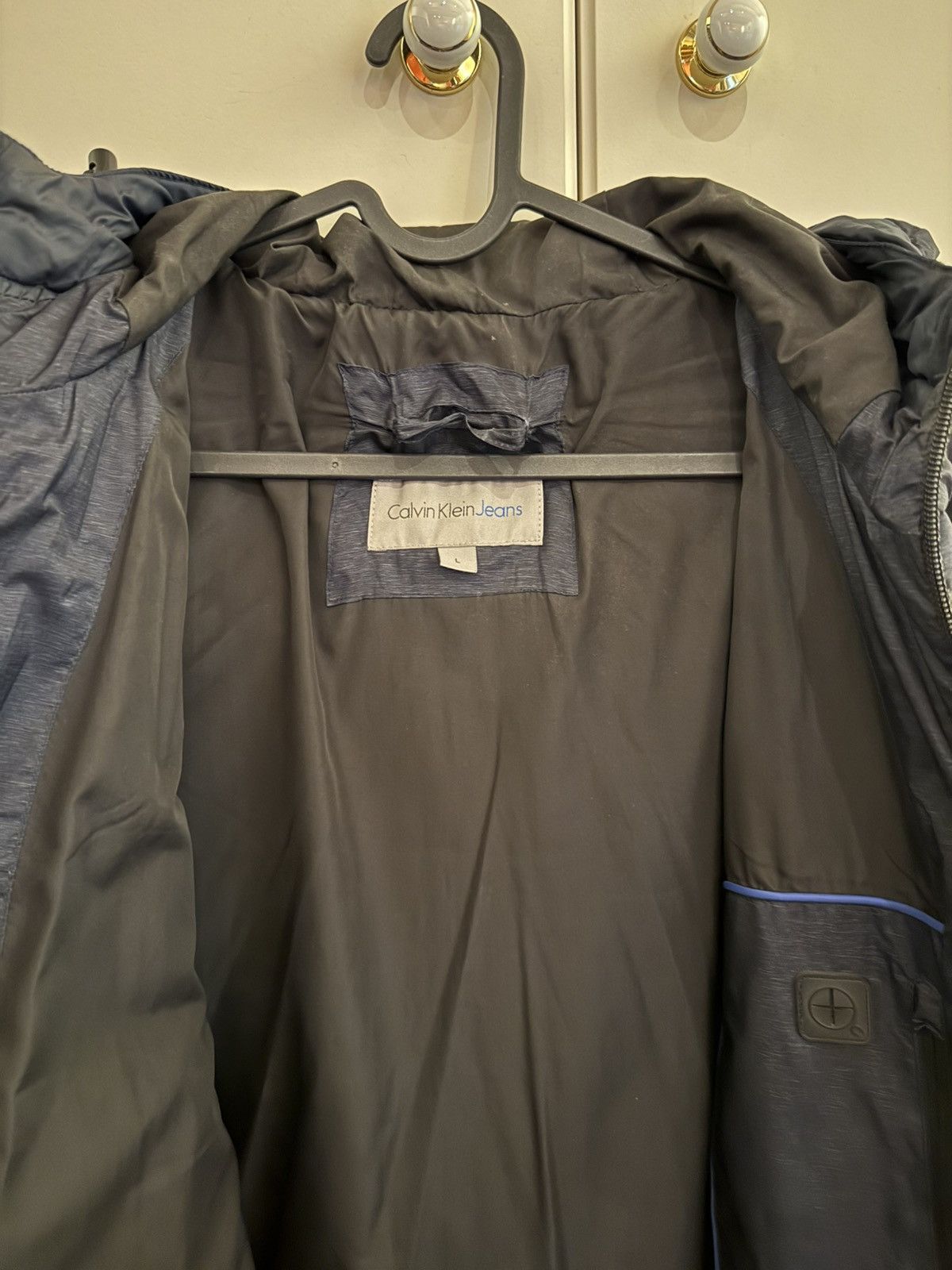 Calvin Klein Calvin Klein Jeans Blue/Black Hooded Puffer Jacket Size US L / EU 52-54 / 3 - 5 Thumbnail