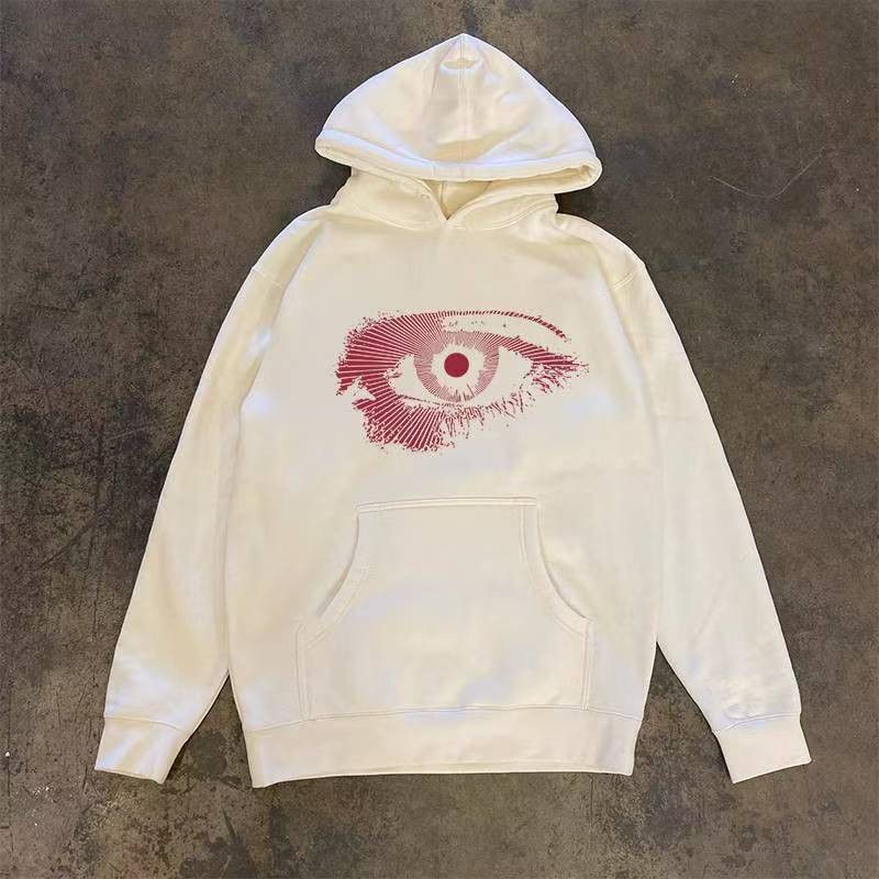 Japanese Brand White washed vintage eye print hoodie Size US M / EU 48-50 / 2 - 1 Thumbnail