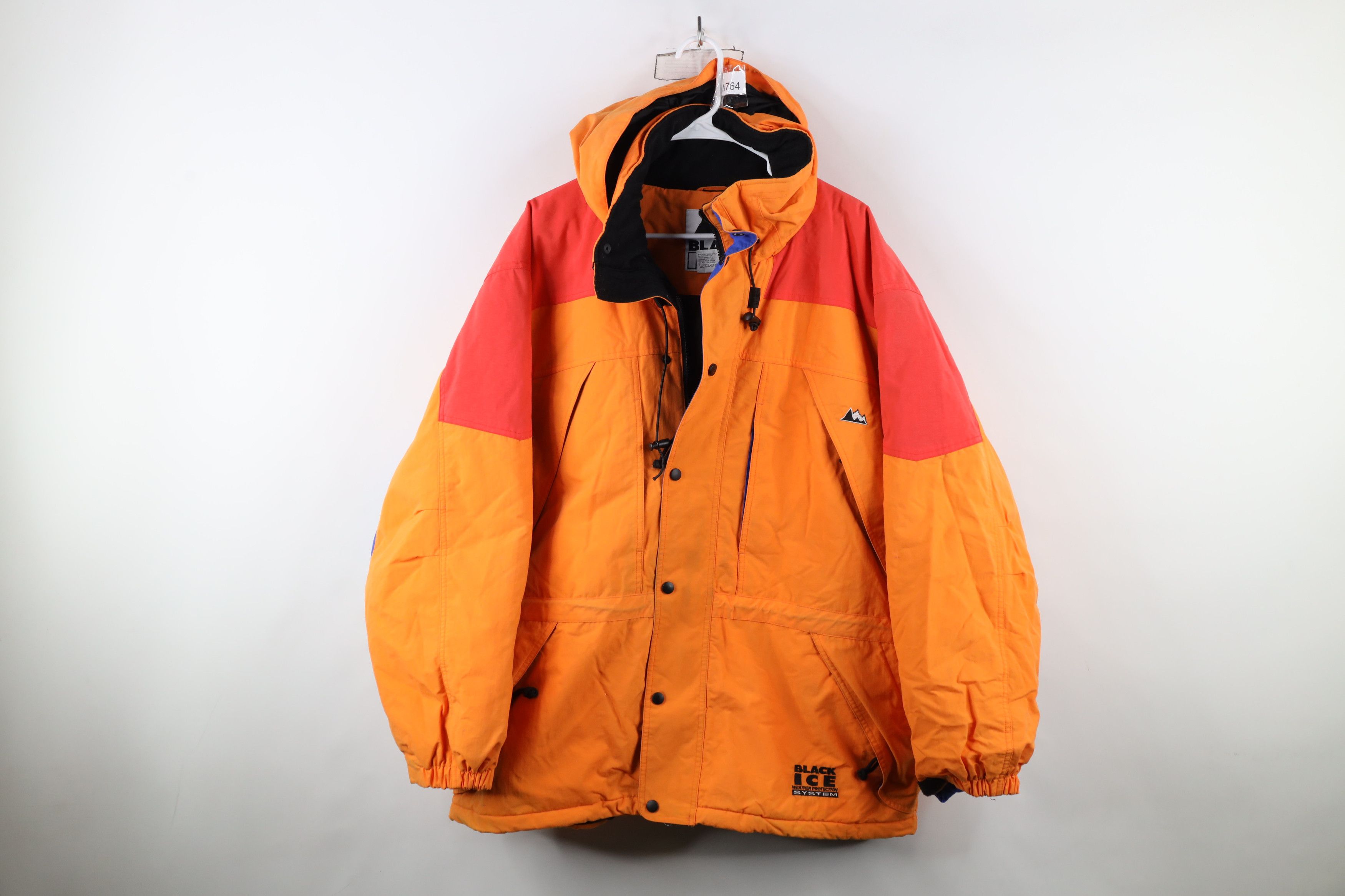 Vintage Vintage 90s Streetwear Block Hooded Winter Puffer Jacket Size US L / EU 52-54 / 3 - 1 Thumbnail