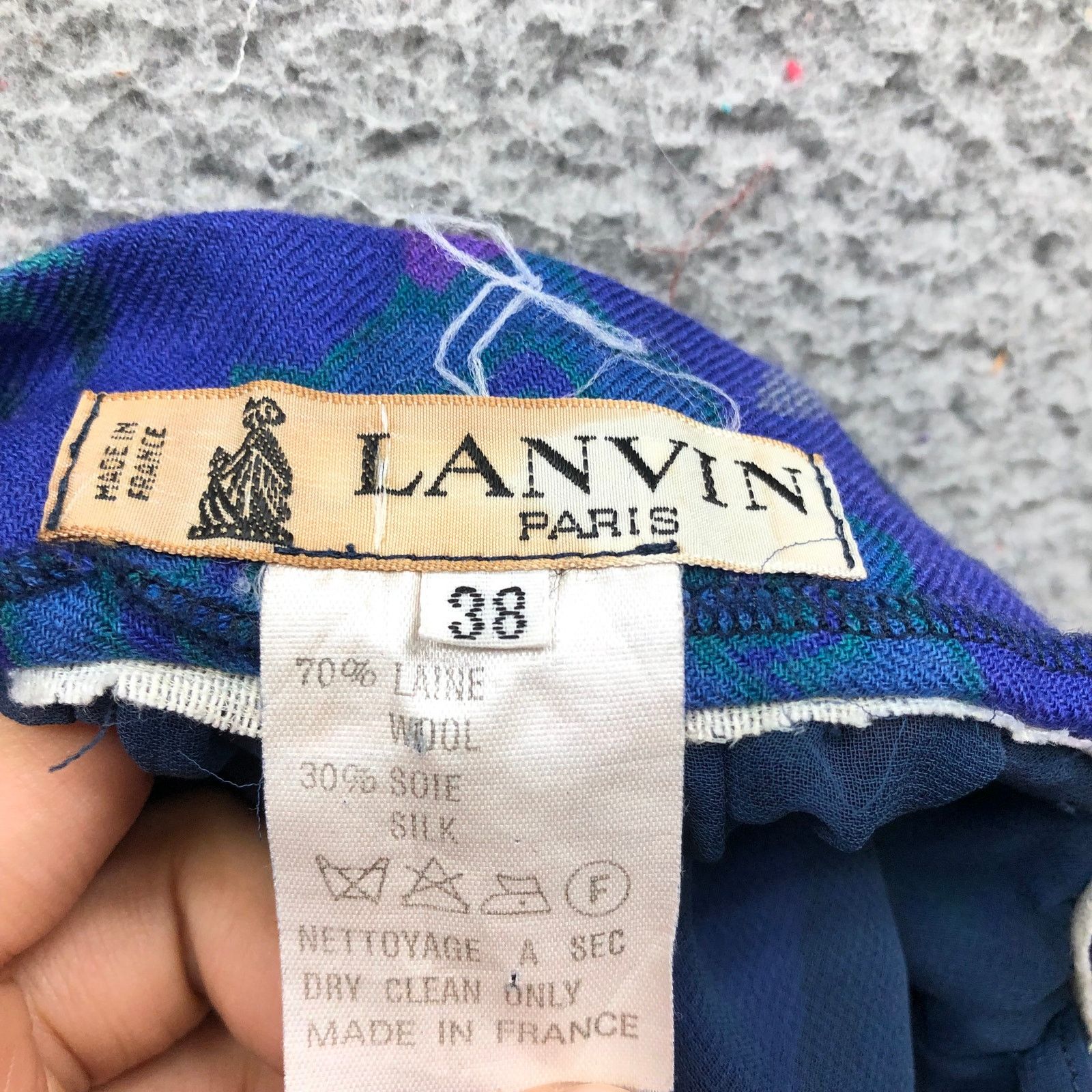 Lanvin Vintage Lanvin Skirt Dress Women's Size 38 Blue Wool Silk Size 22" - 3 Thumbnail