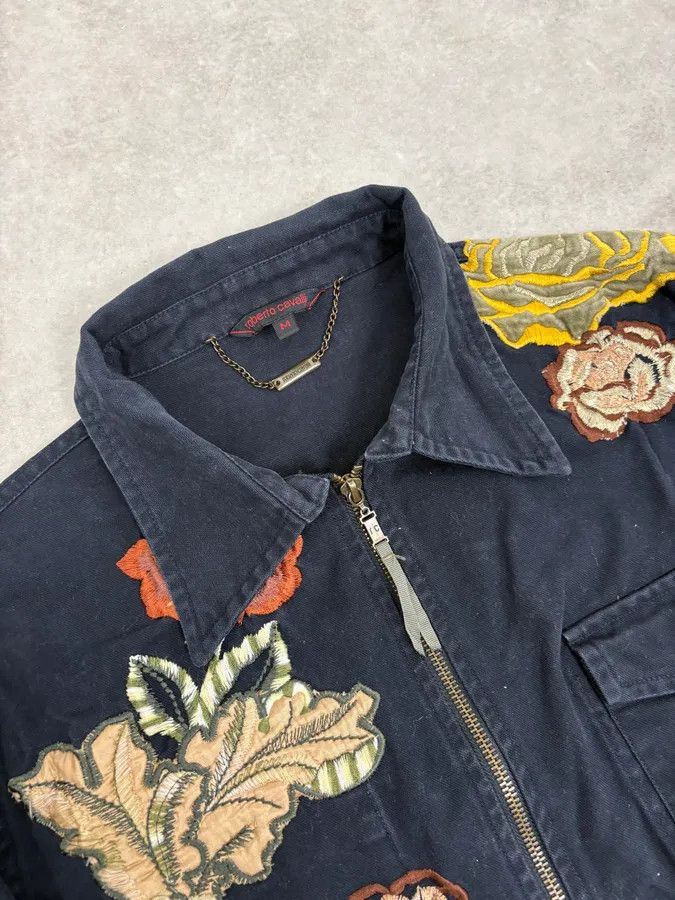 Roberto Cavalli 2000s Roberto Cavalli Navy Embroidered Floral Jacket Size US XS / EU 42 / 0 - 5 Thumbnail