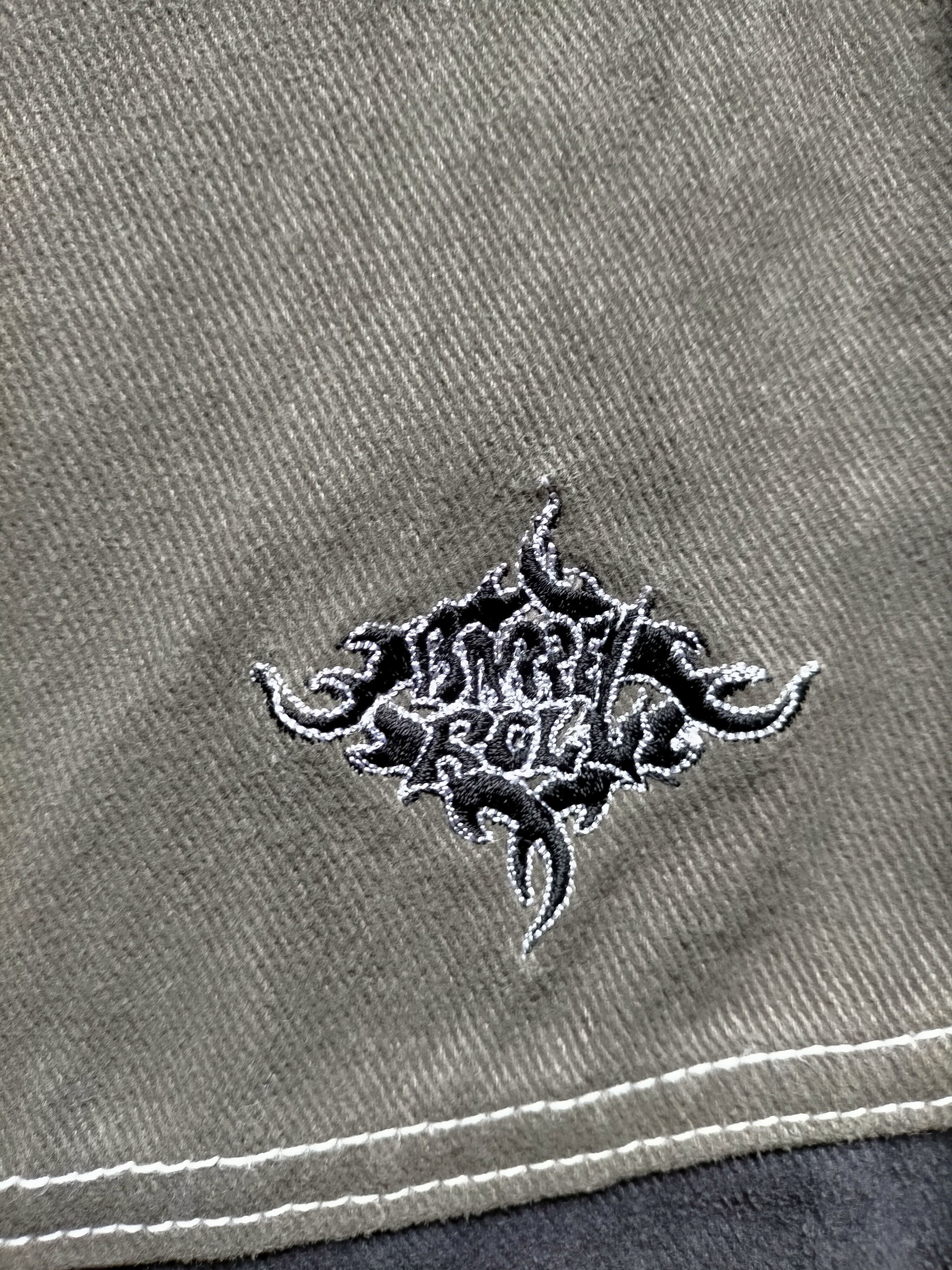 JNCO × Japanese Brand Barrel Roll Baggy Black Embroidered Hip Hop Style Size US 32 / EU 48 - 15 Thumbnail