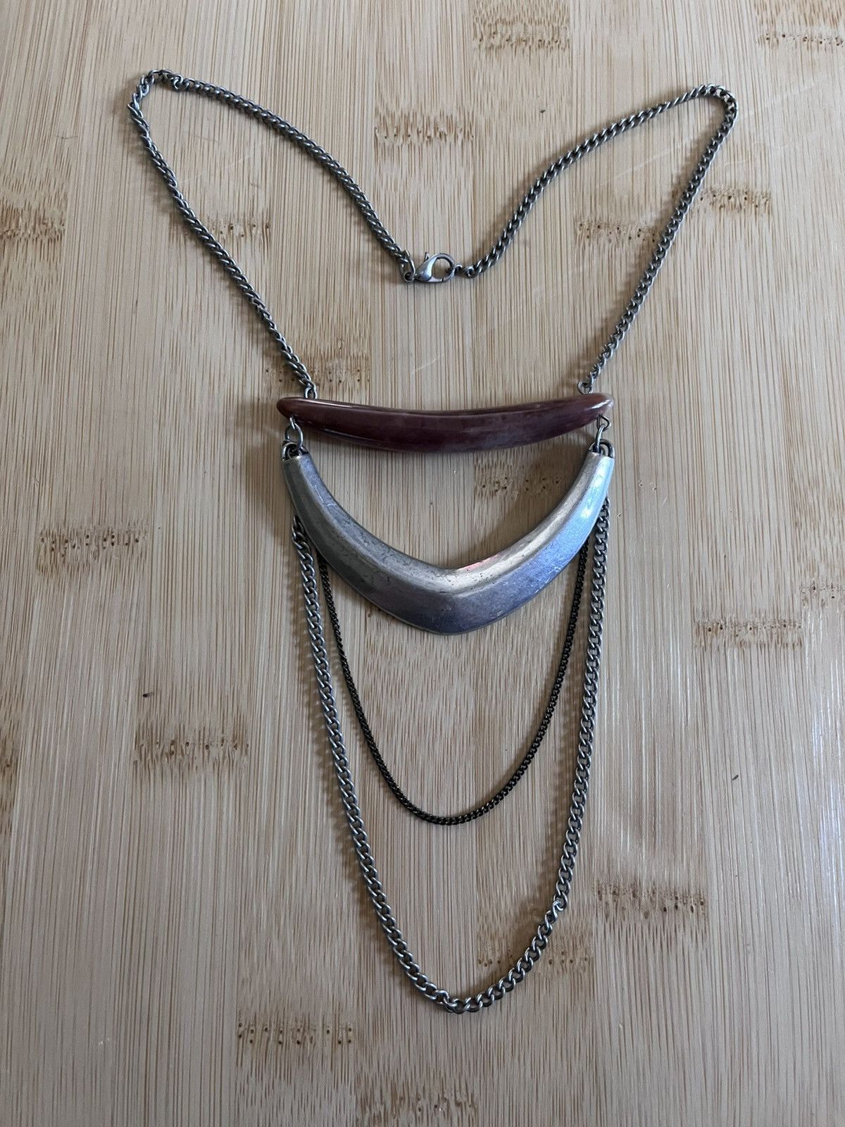 Other Vintage Y2K Silver Tone Layered Bar Bib Statement Necklace Size ONE SIZE - 1 Thumbnail