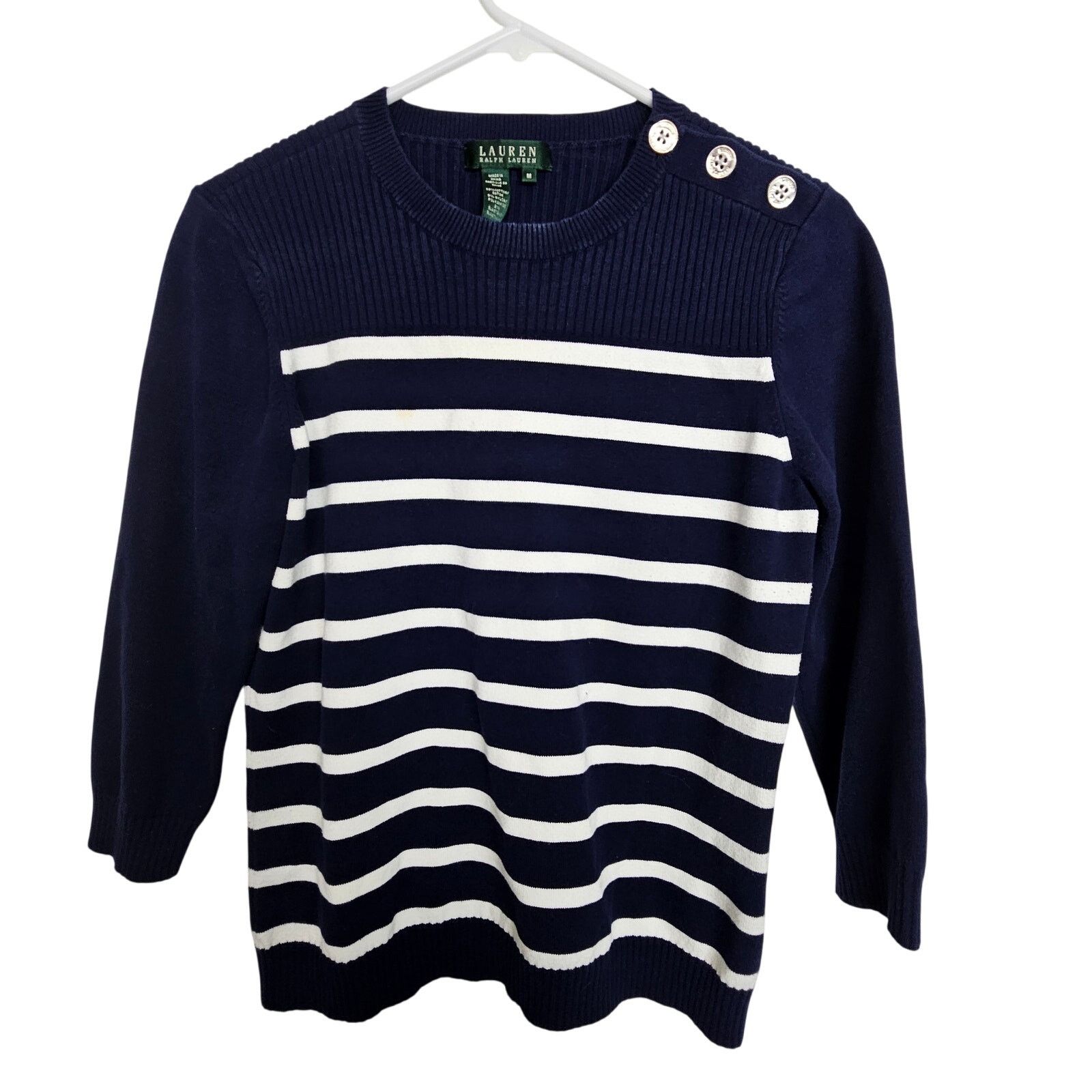Lauren Ralph Lauren Lauren Ralph Lauren Womens Striped Nautical Sweater M Preppy Size M / US 6-8 / IT 42-44 - 1 Thumbnail