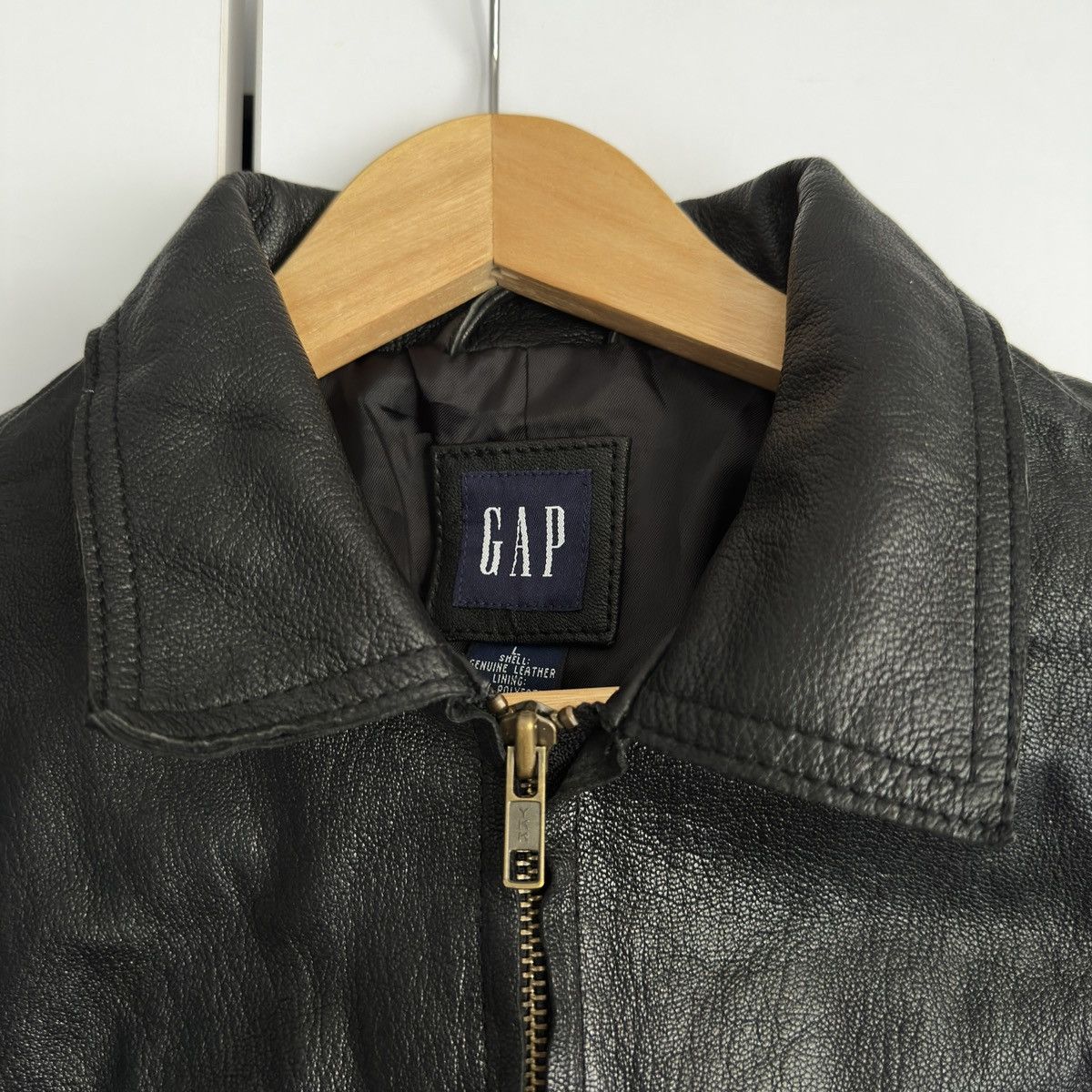 Gap Vintage Fall 2000 GAP Patina Black Leather Trucker Jacket Size L / US 10 / IT 46 - 3 Thumbnail