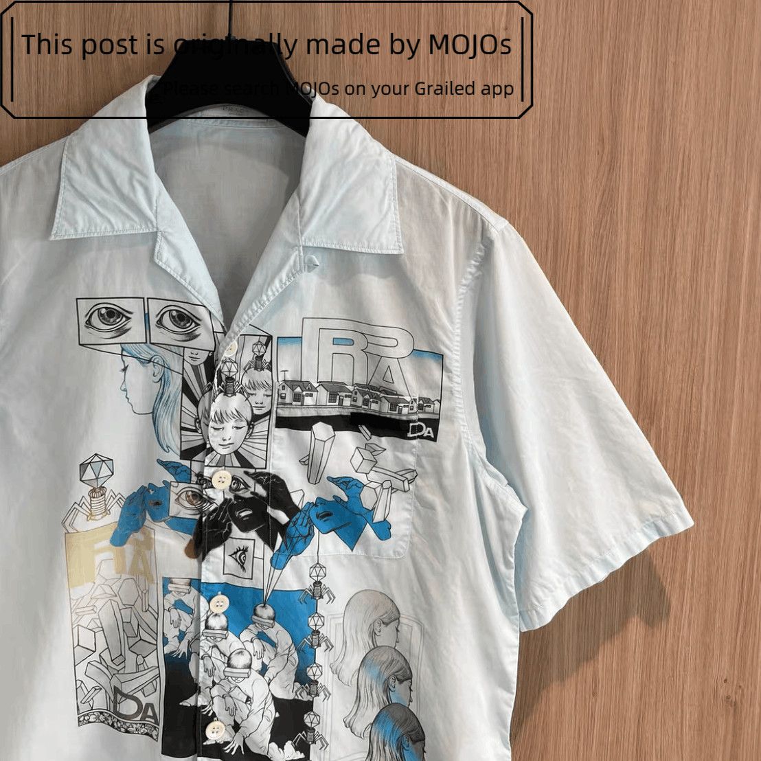 Prada Sz M Prada Face Comic Painting S/S Shirt Size US M / EU 48-50 / 2 - 3 Thumbnail