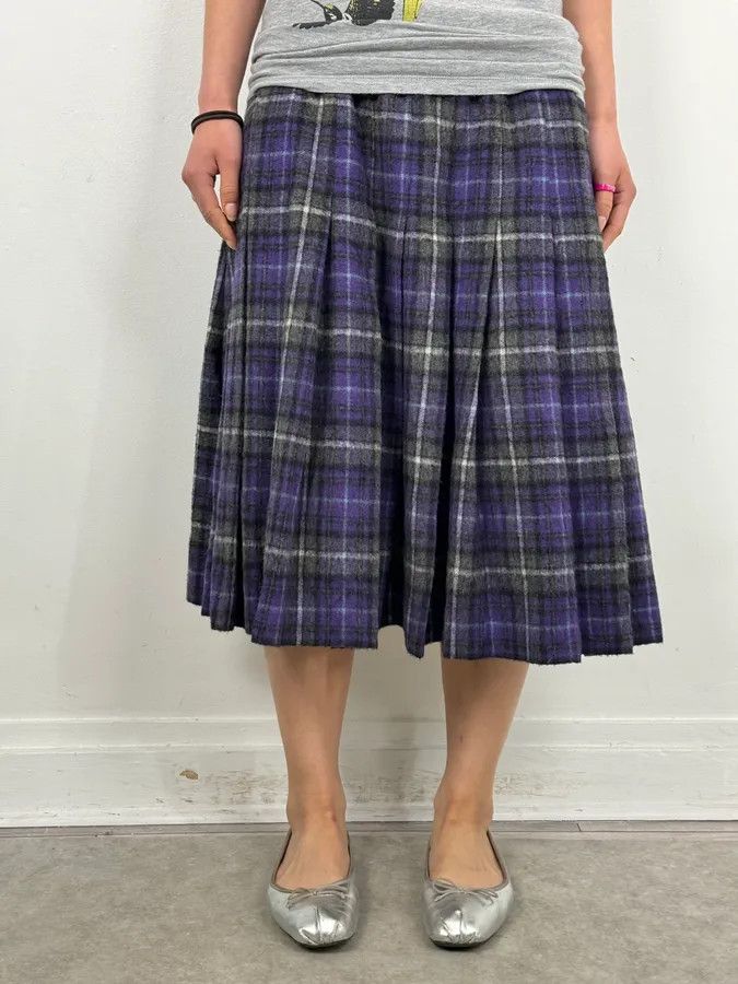 Prada FW2013 Prada Purple Tartan Wool Pleated Skirt Size 30" / US 8 / IT 44 - 2 Thumbnail