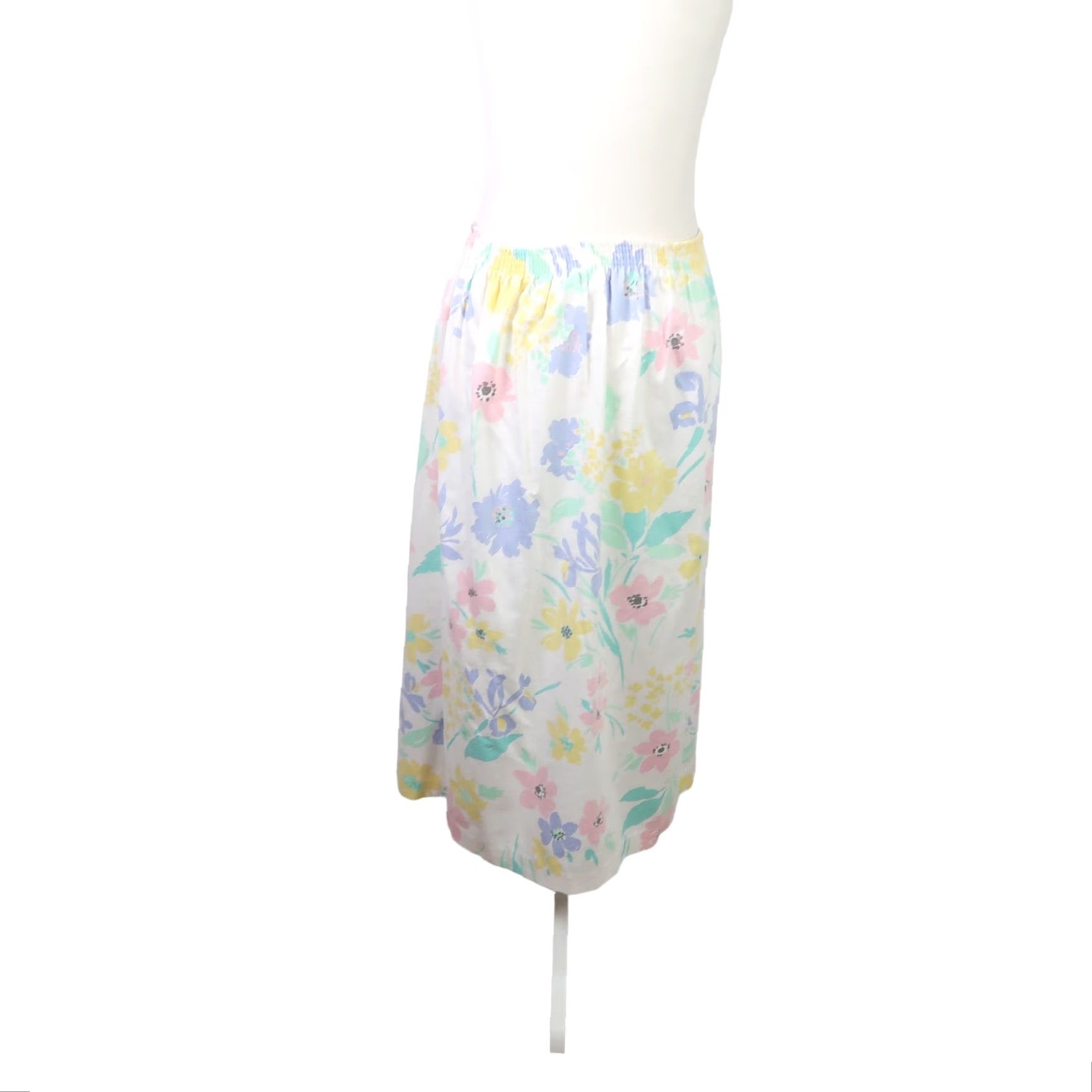 Diane von Furstenberg VINTAGE Diane von Furstenberg White Floral Midi Skirt S Women A-Line Button Front Spring Summer 80s 90s Size 28" / US 6 / IT 42 - 4 Thumbnail